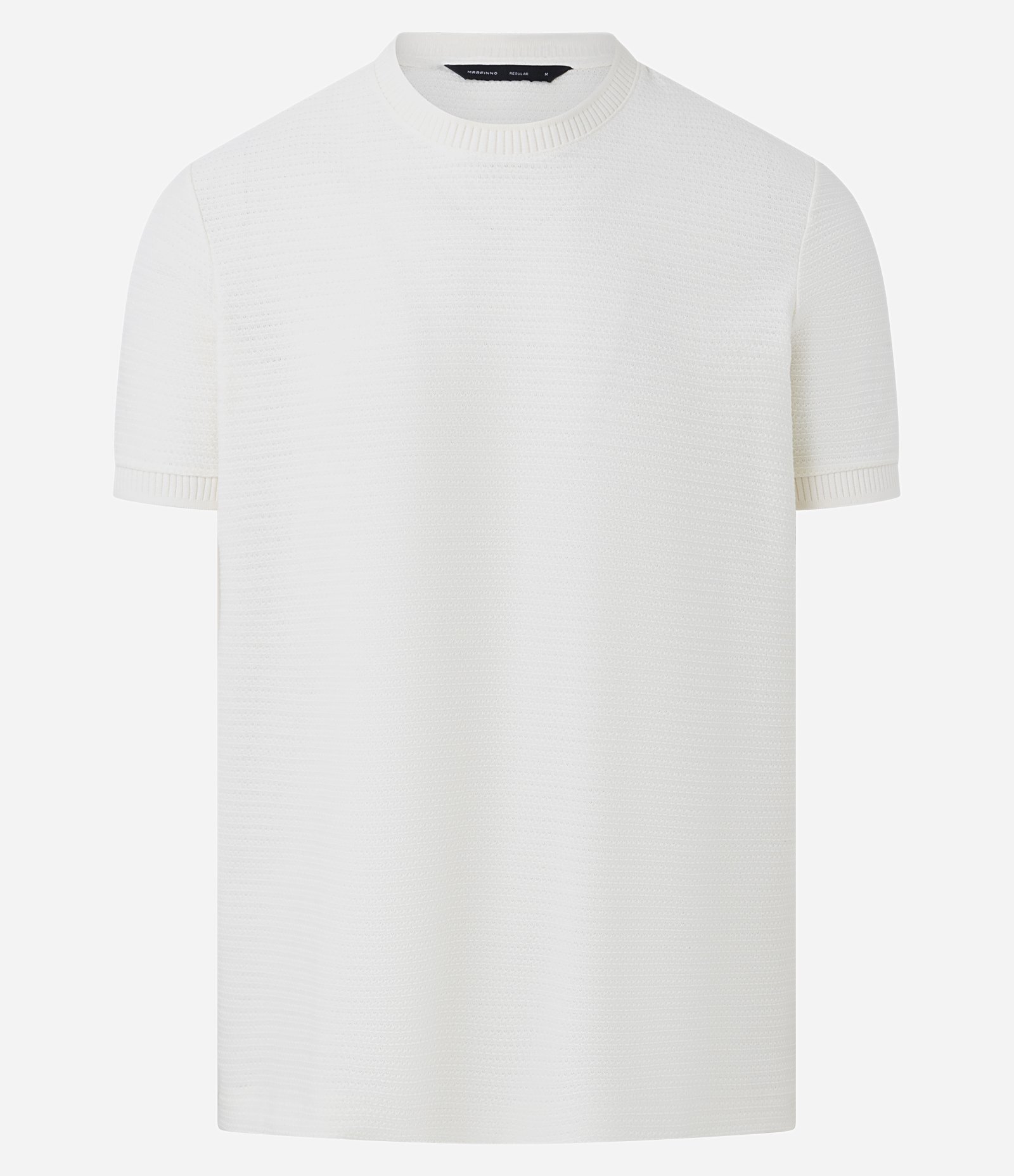 Camiseta Texturizada com Algodão e Gola Redonda Branco 5
