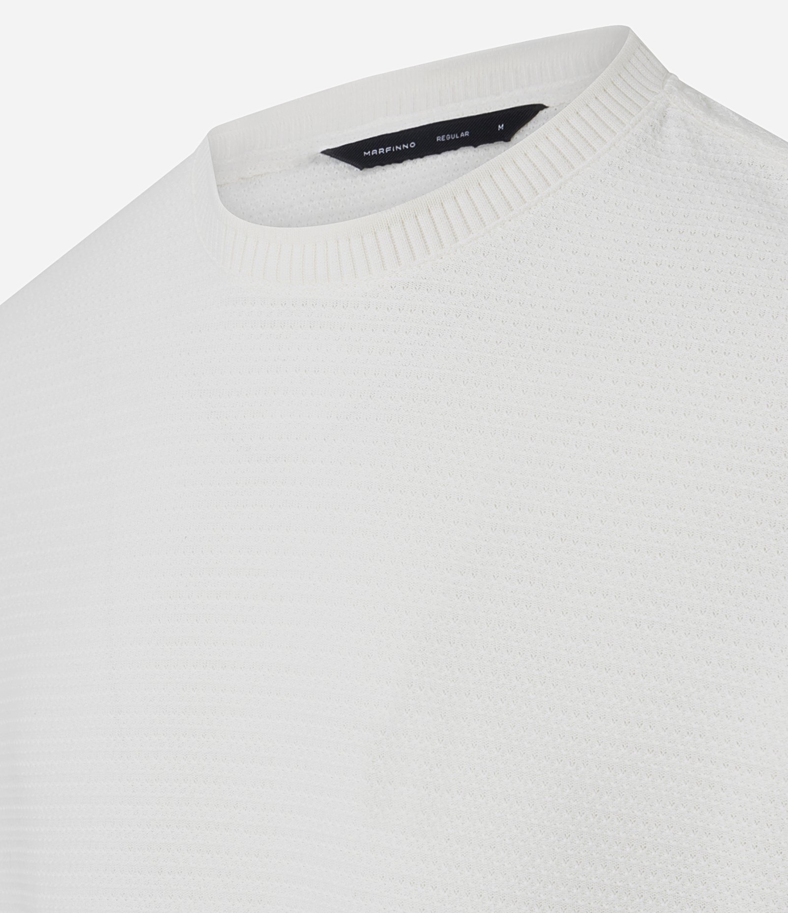 Camiseta Texturizada com Algodão e Gola Redonda Branco 6