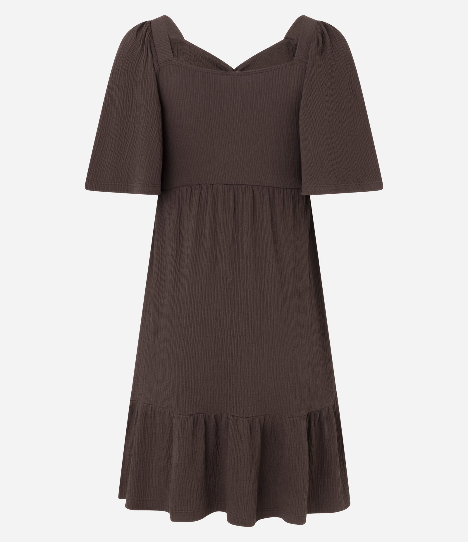 Vestido Curto Texturizado com Decote Coração Marrom 7