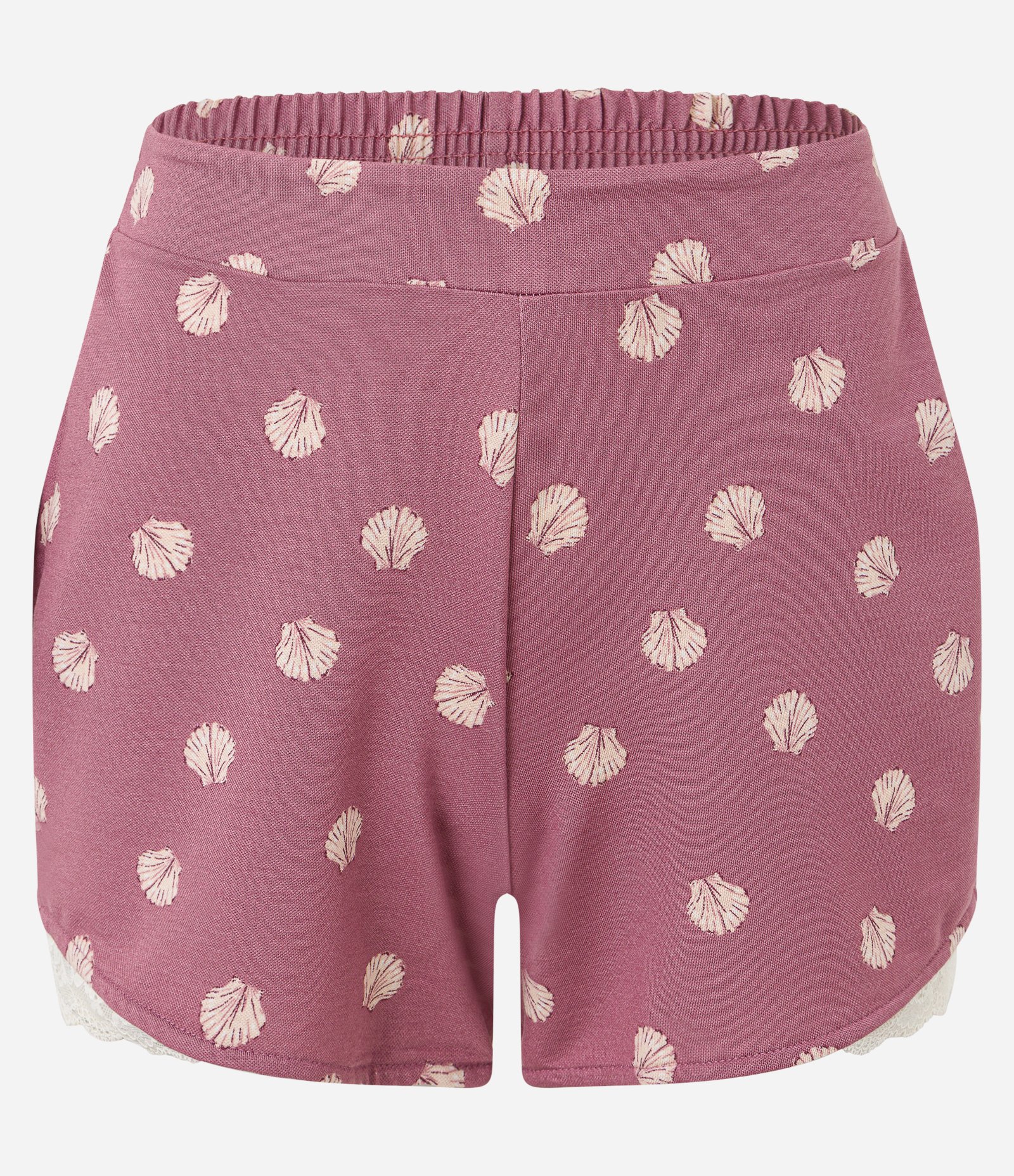 Pijama Short Doll Americano em Viscose com Estampa de Conchas e Detalhe Rendinha Rosa 7