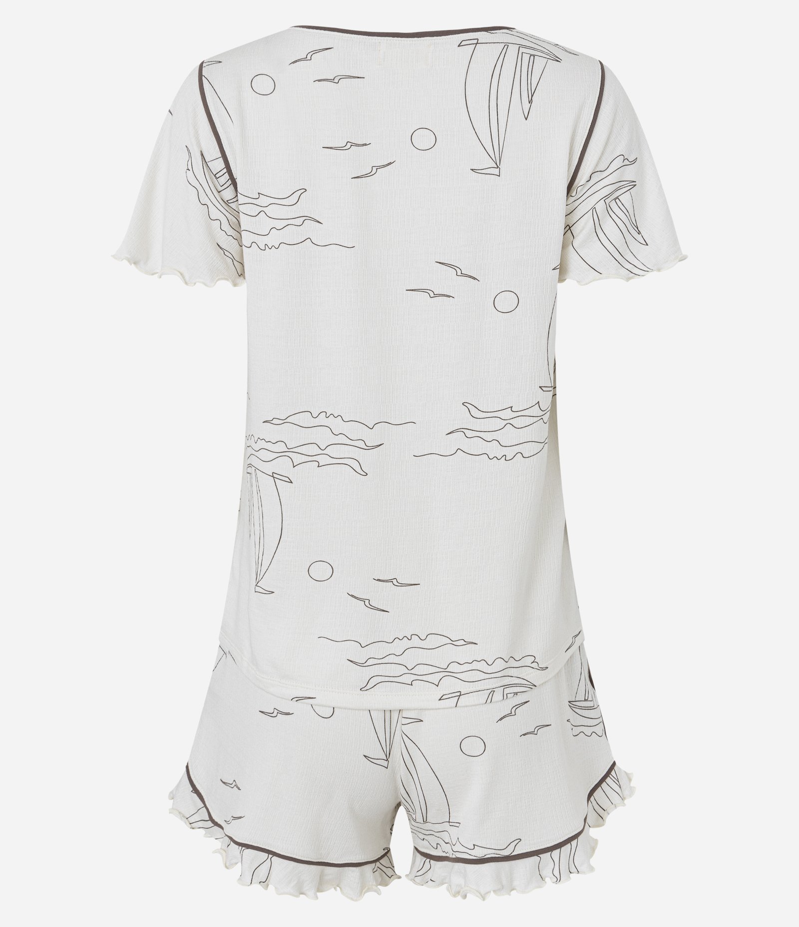 Pijama Short Doll em Viscose com Estampa de Barcos Off White 7
