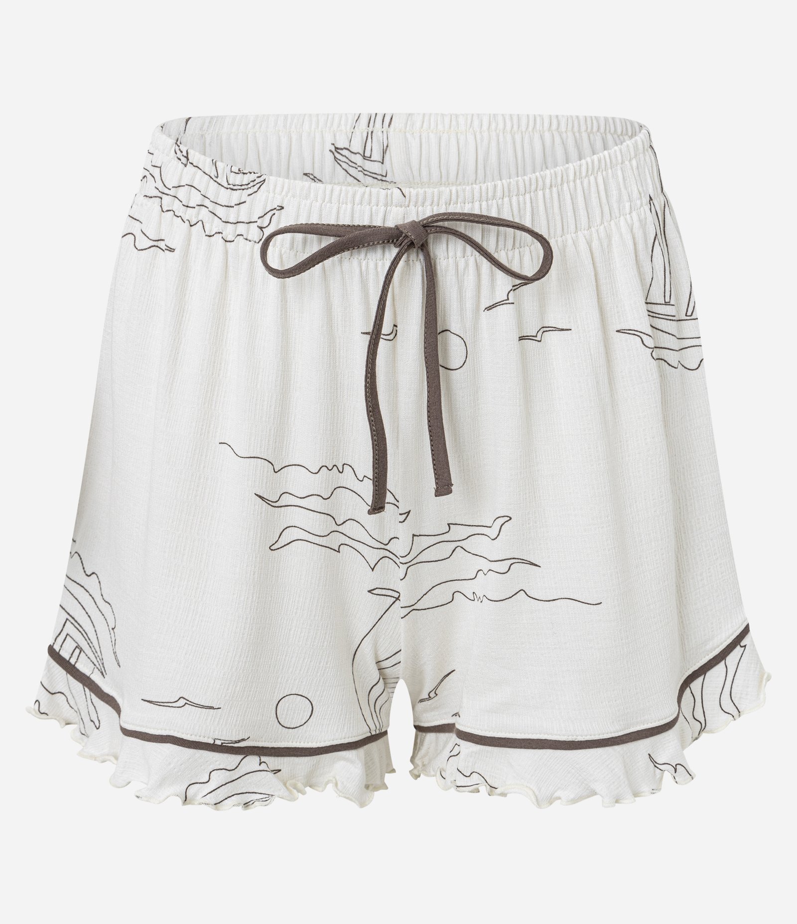 Pijama Short Doll em Viscose com Estampa de Barcos Off White 8
