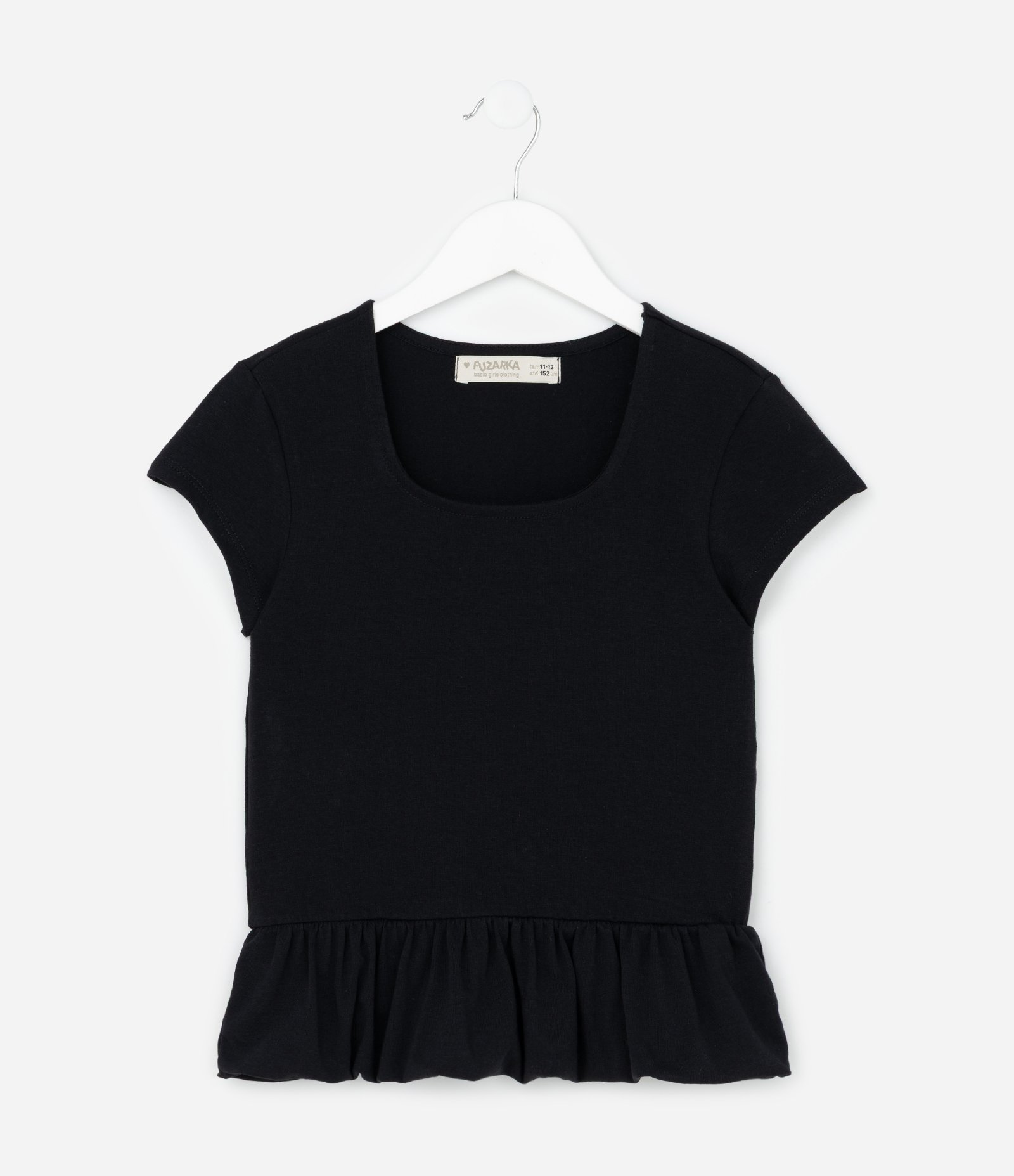 Blusa Balonê Infantil com Babado - Tam 5 a 14 Anos Preto 2