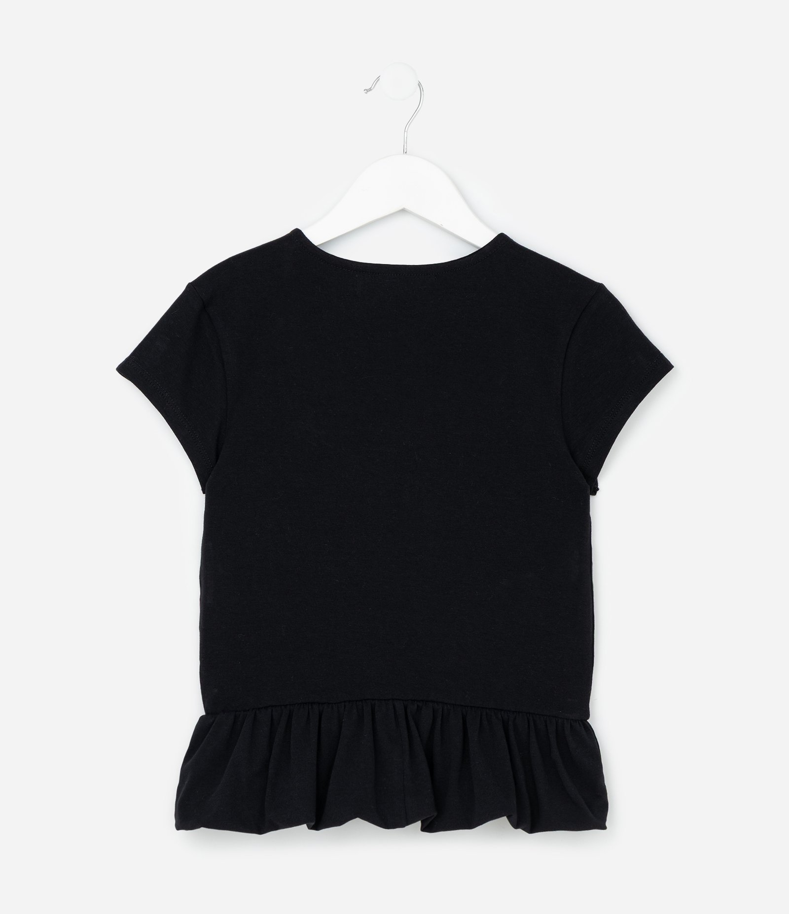 Blusa Balonê Infantil com Babado - Tam 5 a 14 Anos Preto 3