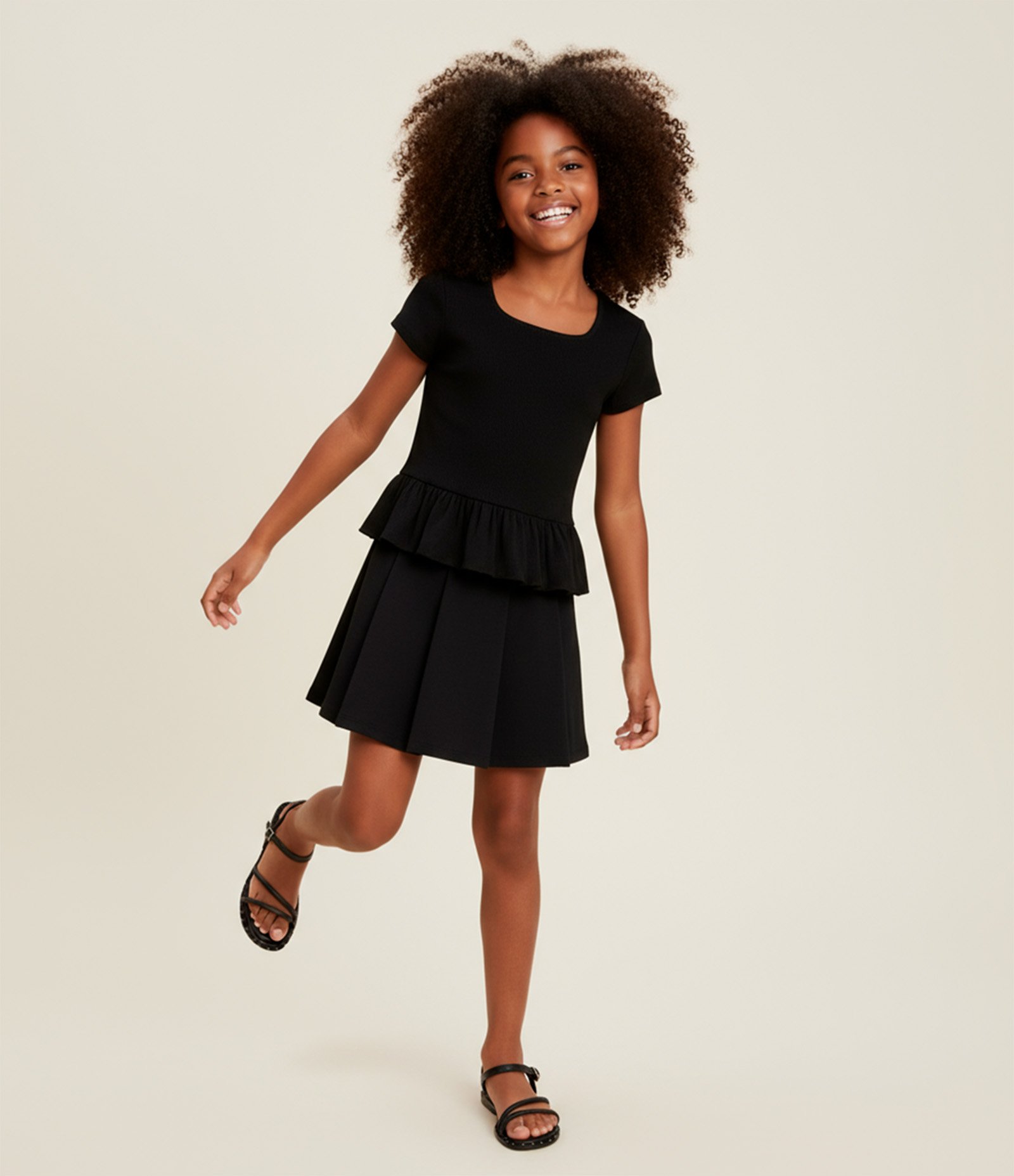 Blusa Balonê Infantil com Babado - Tam 5 a 14 Anos Preto 1