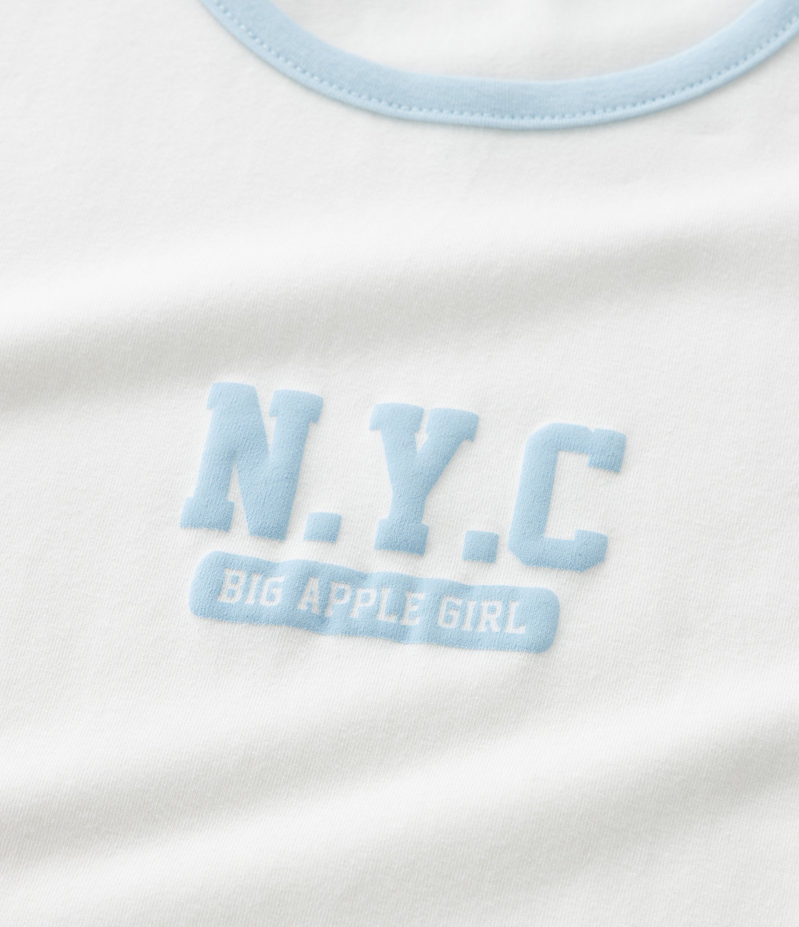 Camiseta Baby Look Infantil Estilo College com Estampa Lettering N.Y.C - Tam 5 a 14 Anos Branco 6