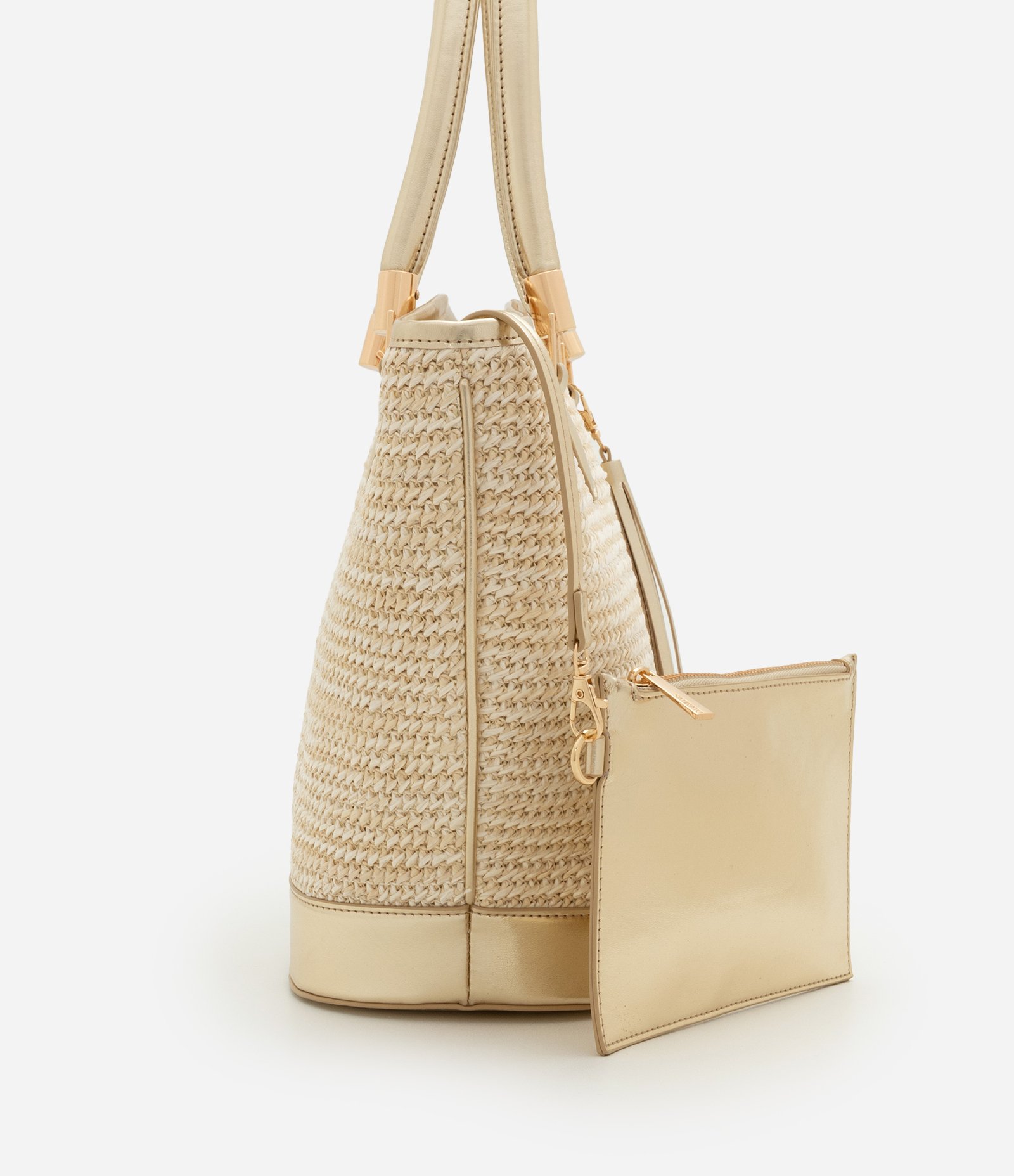 Bolsa Shopper em Rafia de Palha com Pouch Interno Removível Bege 2