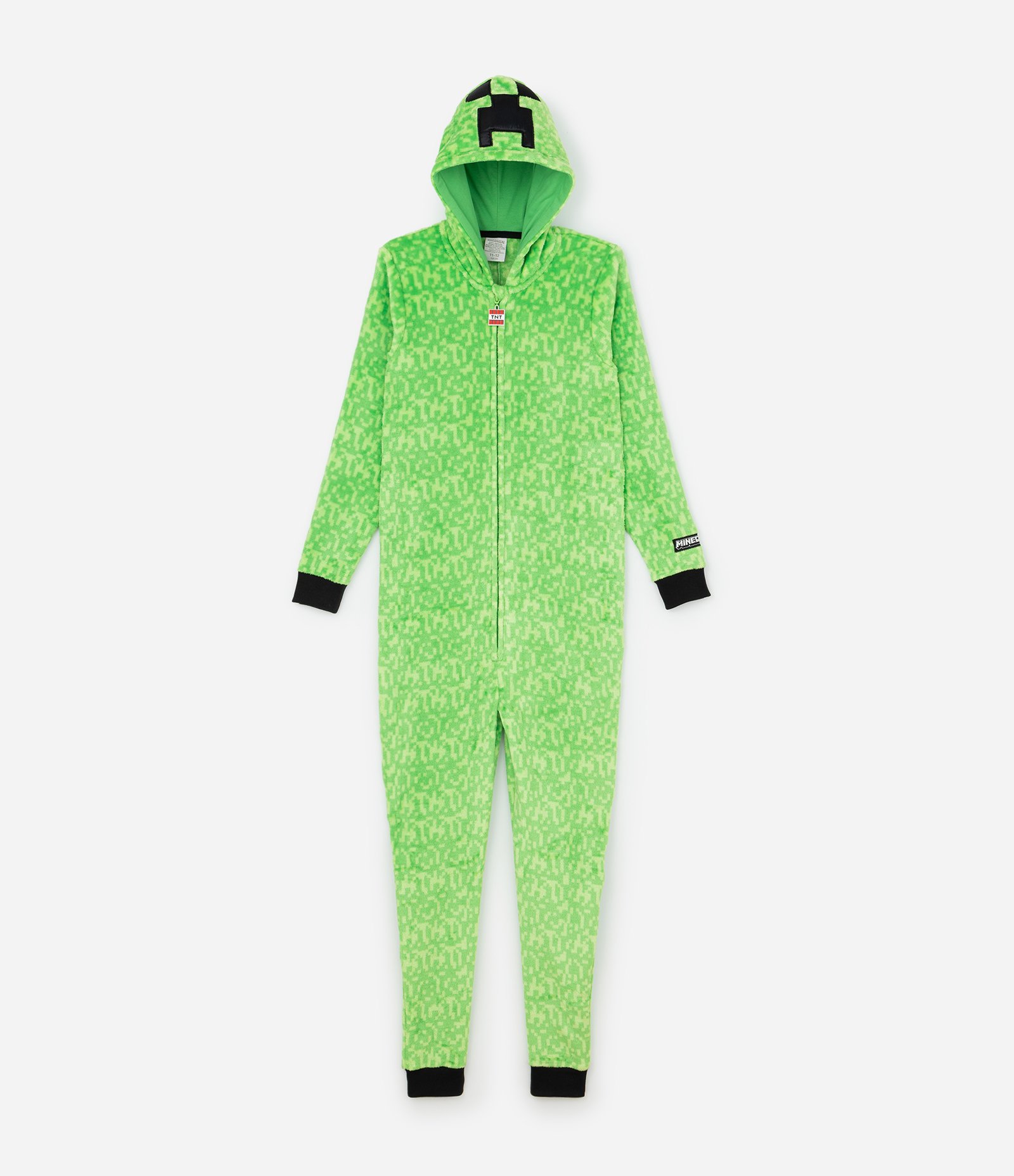 Pijama Jumper Infantil em Fleece com Bordado do Minecraft - Tam 5 a 14 Anos Verde 1
