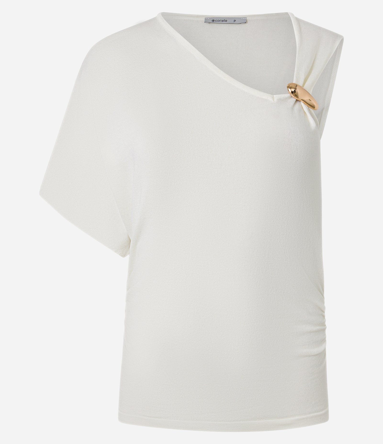 Blusa em Tricô com Mangas Assimétricas e Aviamento Metalizado Branco 5