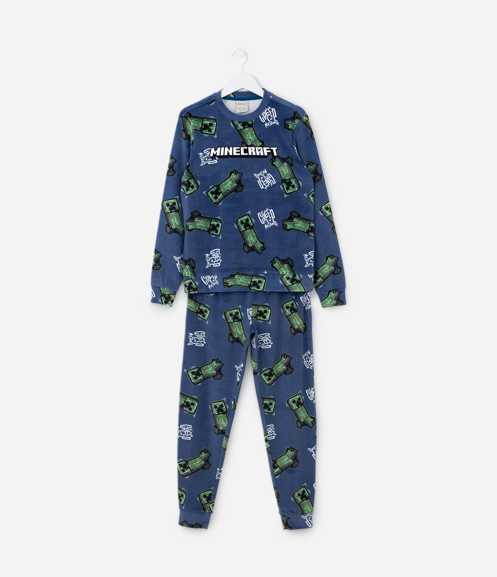 Pijama Infantil em Plush com Estampa Minecraft – Tam 5 a 14 Anos Azul 2