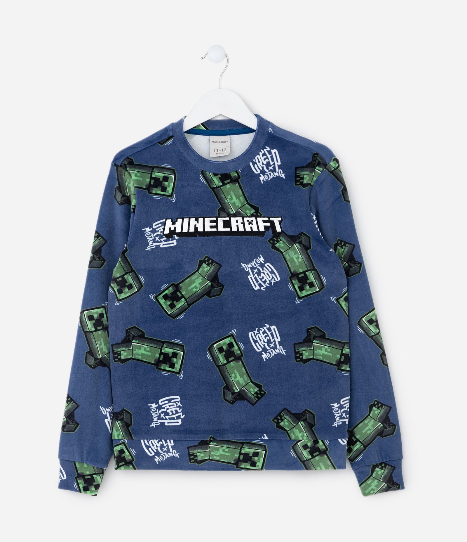 Pijama Infantil em Plush com Estampa Minecraft – Tam 5 a 14 Anos Azul 3