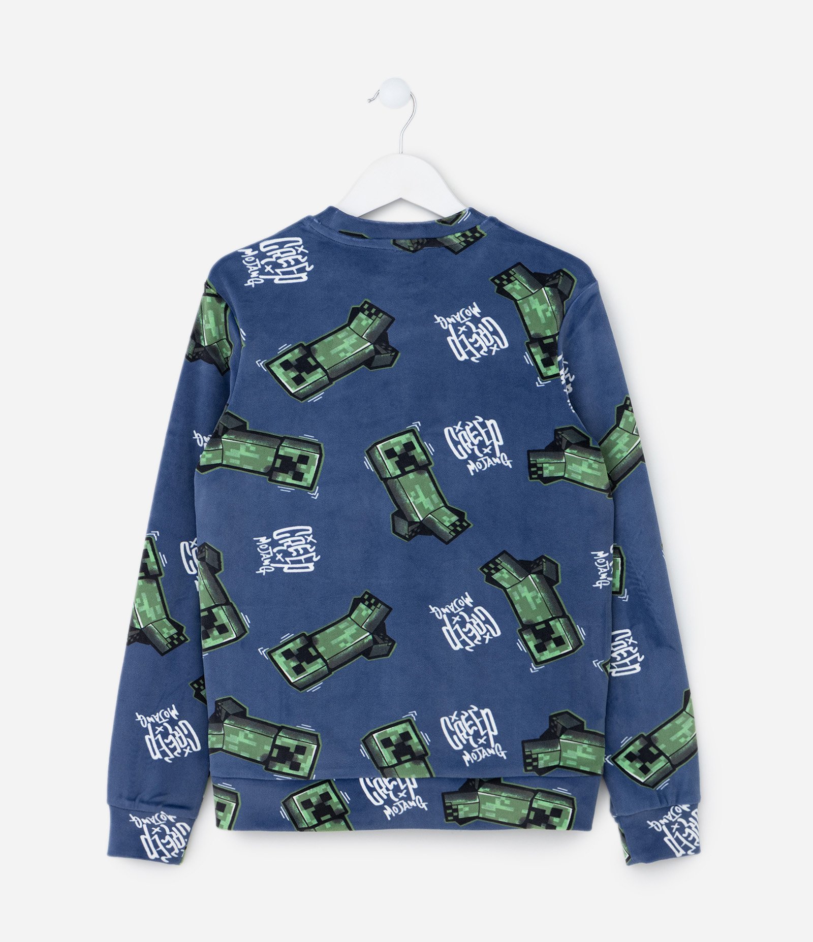 Pijama Infantil em Plush com Estampa Minecraft – Tam 5 a 14 Anos Azul 4