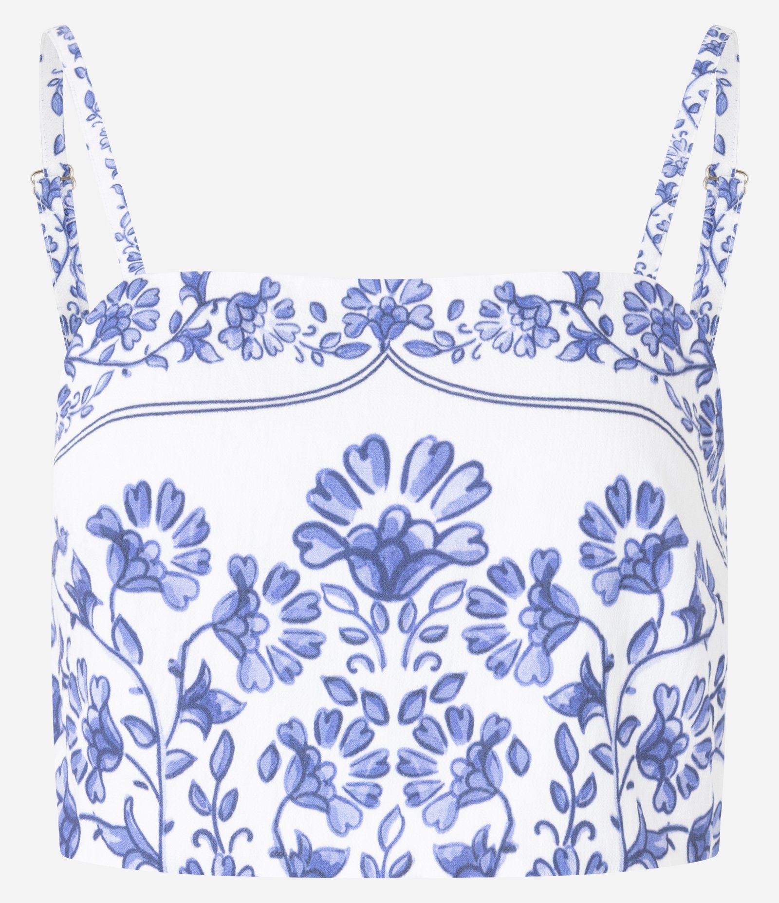 Blusa Cropped em Viscose com Estampa Floral e Lastex Azul/Branco 5
