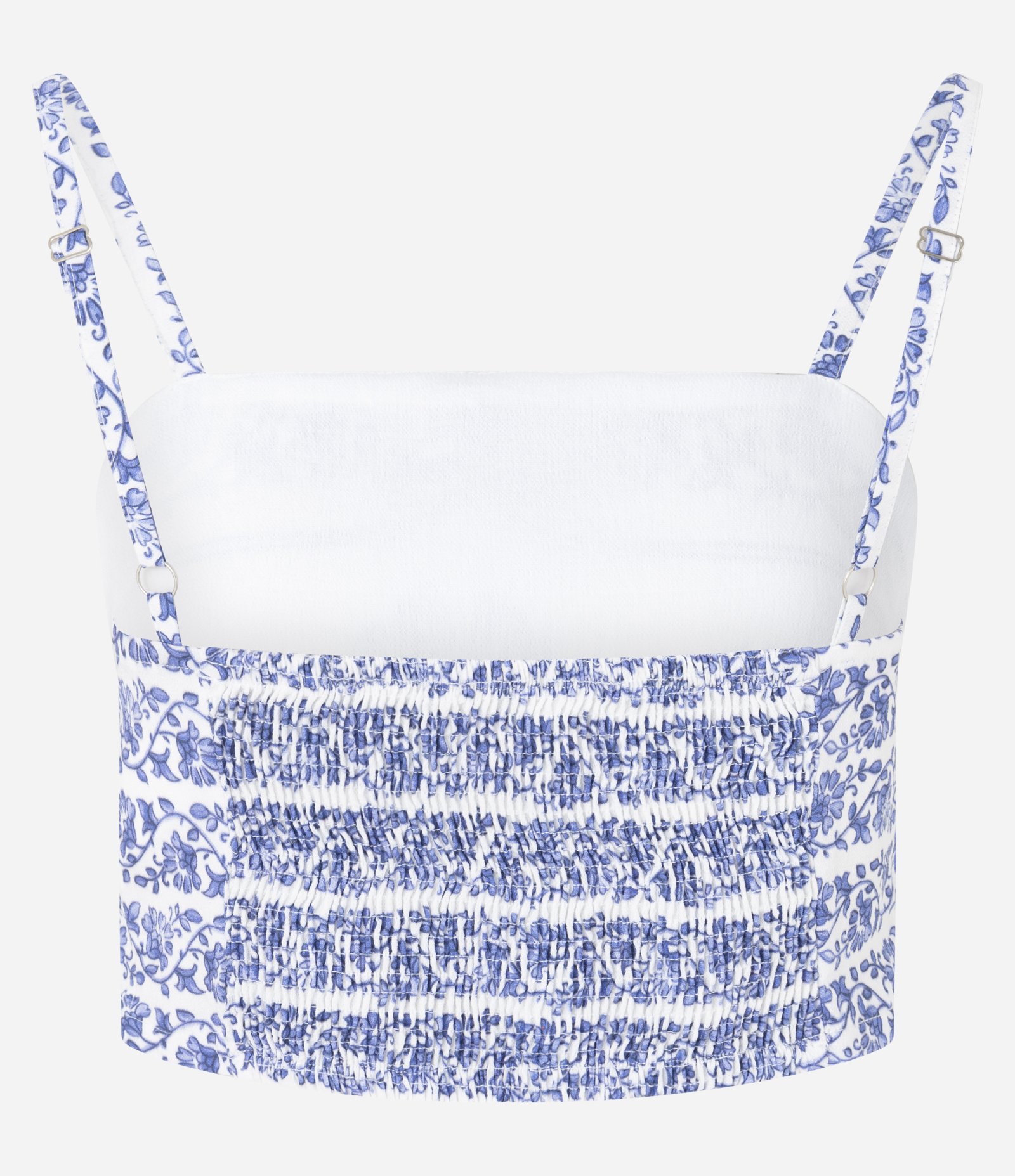 Blusa Cropped em Viscose com Estampa Floral e Lastex Azul/Branco 6