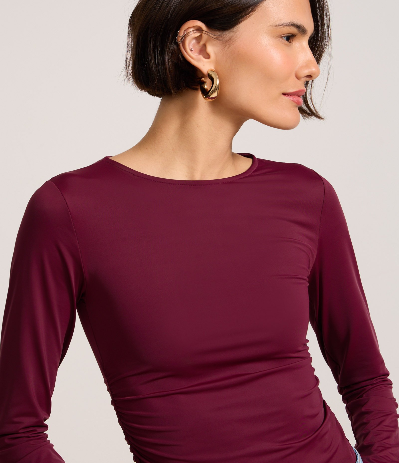 Body em Poliamida com Franzido Lateral Bordô 3