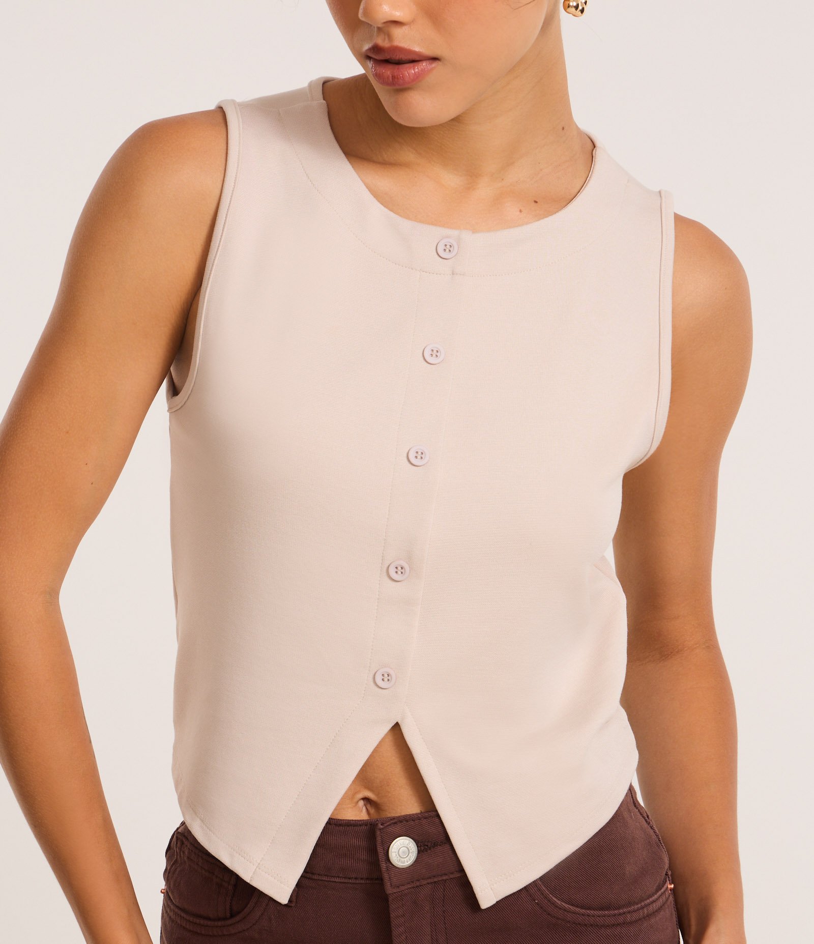 Colete Curto em Ponto Roma Cinza 3