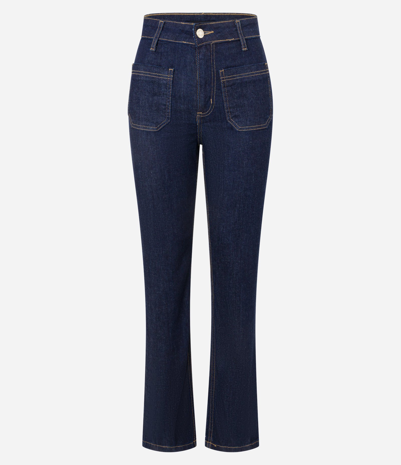 Calça Reta Cintura Média em Jeans Marinho 5