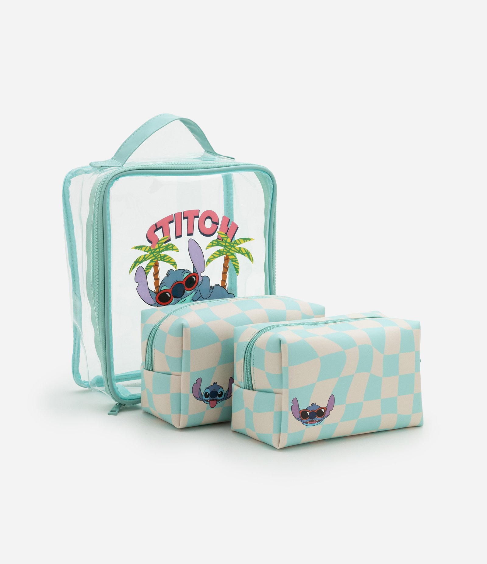 Kit 03 Nécessaires Grande e Retangulares Médias com Estampa Stitch Playa Azul 5