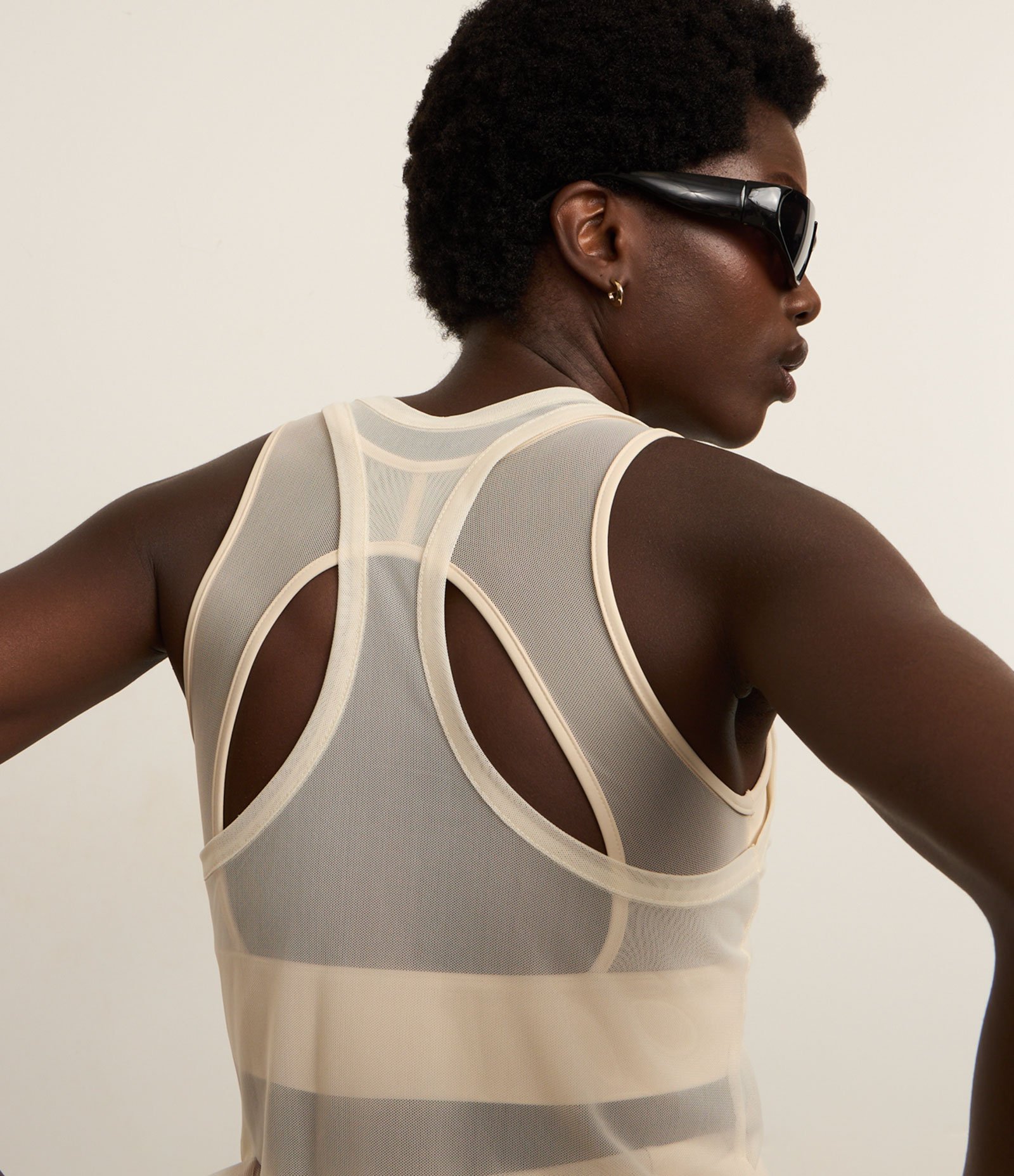 Regata Nadador Esportiva em Tule com Fendinha Branco 1