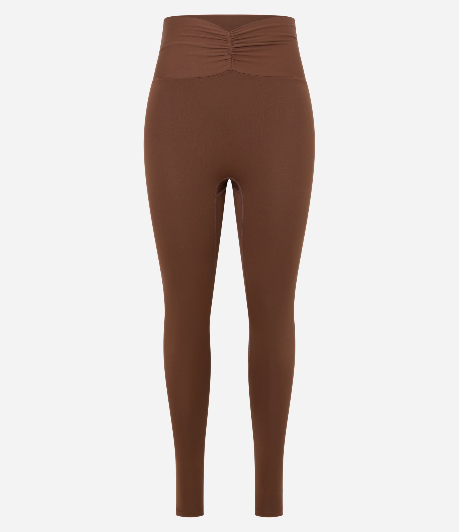 Calça Legging Esportiva em Microfibra com Cós Franzido Marrom 6