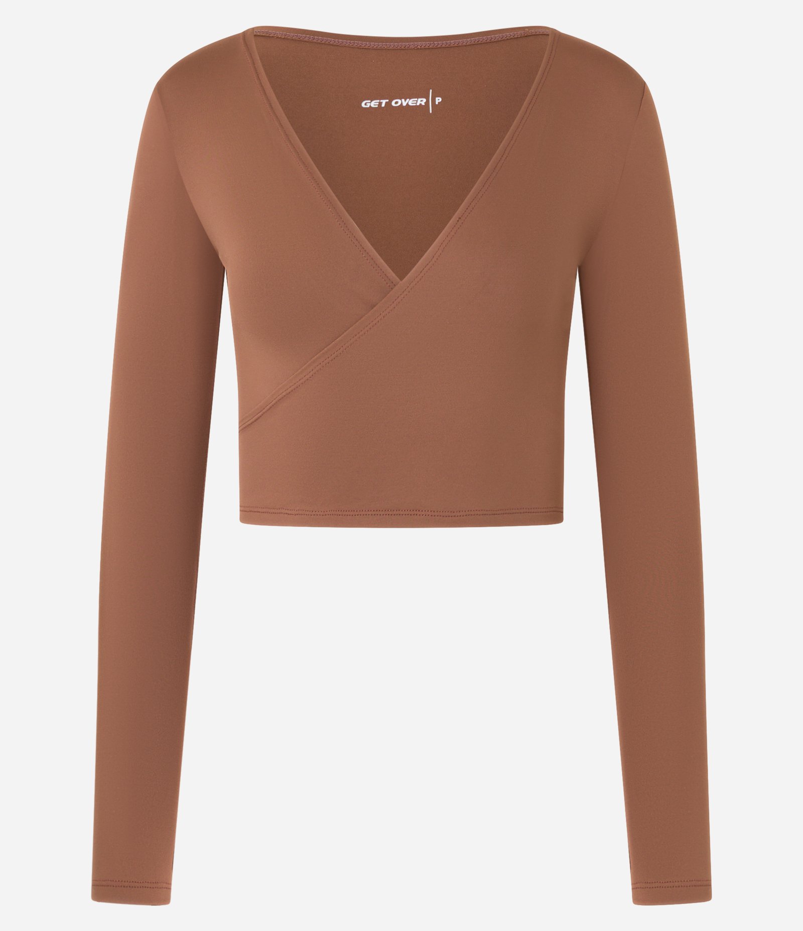 Blusa Esportiva em Microfibra com Decote Transpassado Marrom 5