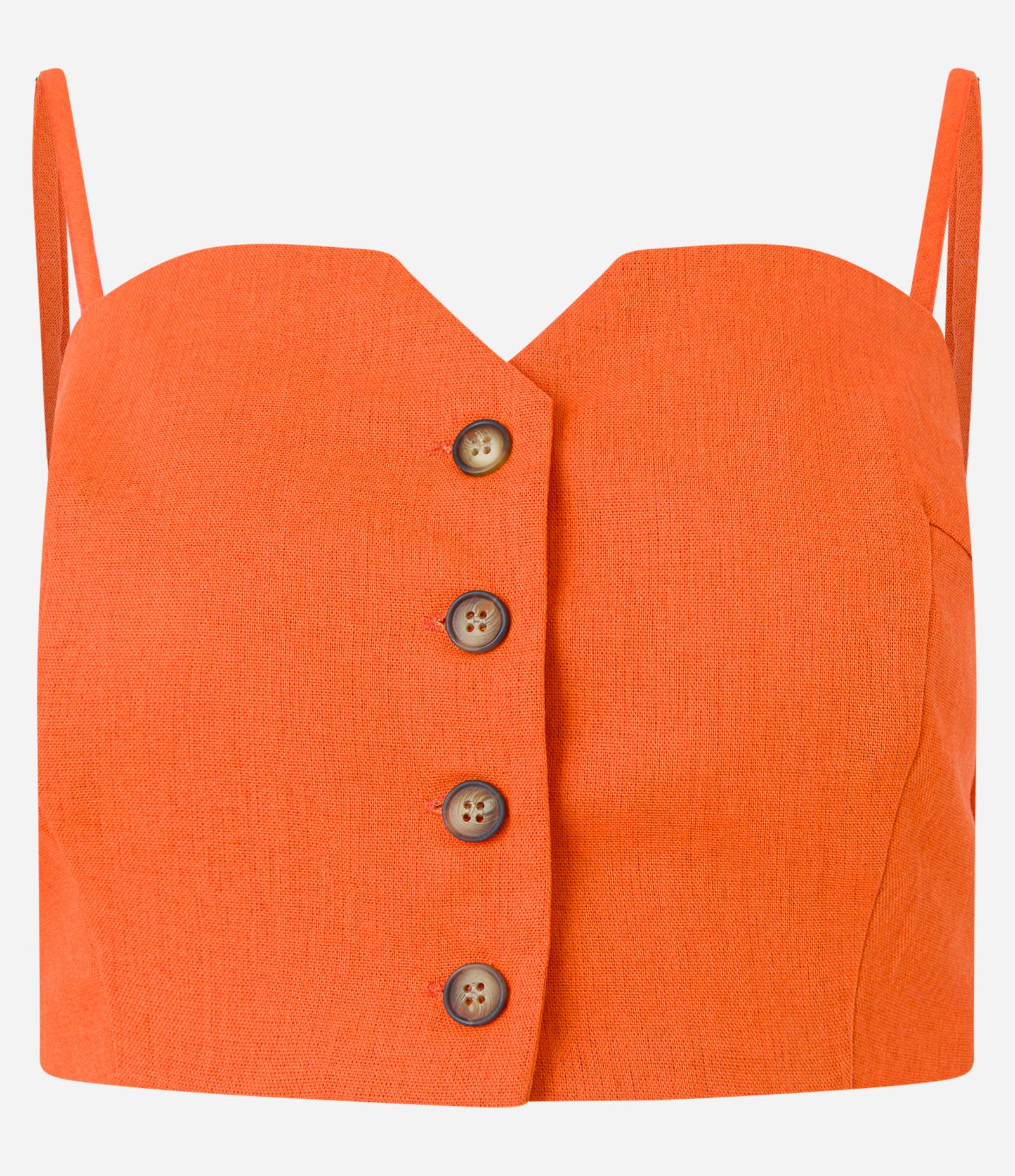 Blusa Cropped em Viscolinho com Alça Fina Laranja 6