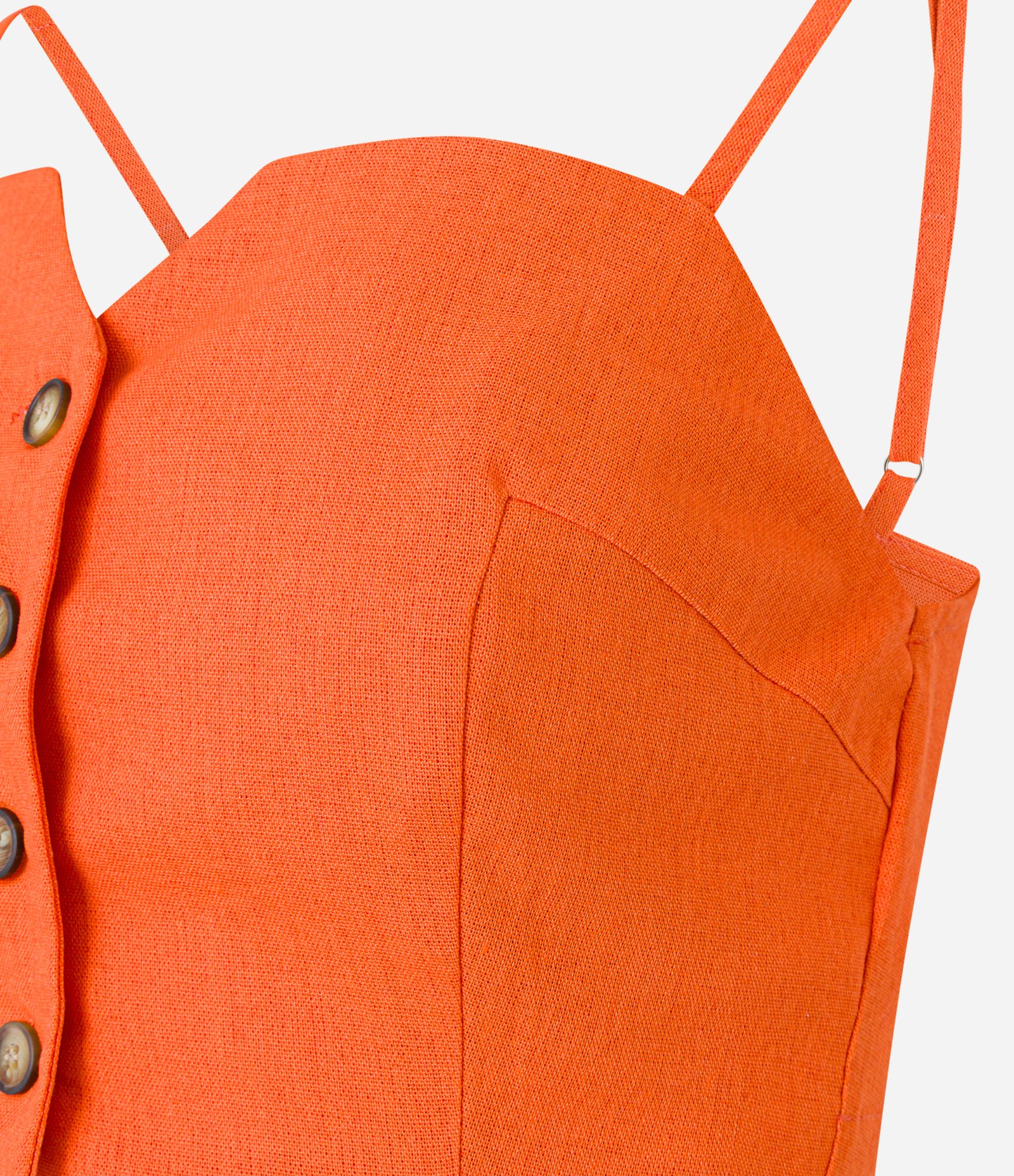 Blusa Cropped em Viscolinho com Alça Fina Laranja 7