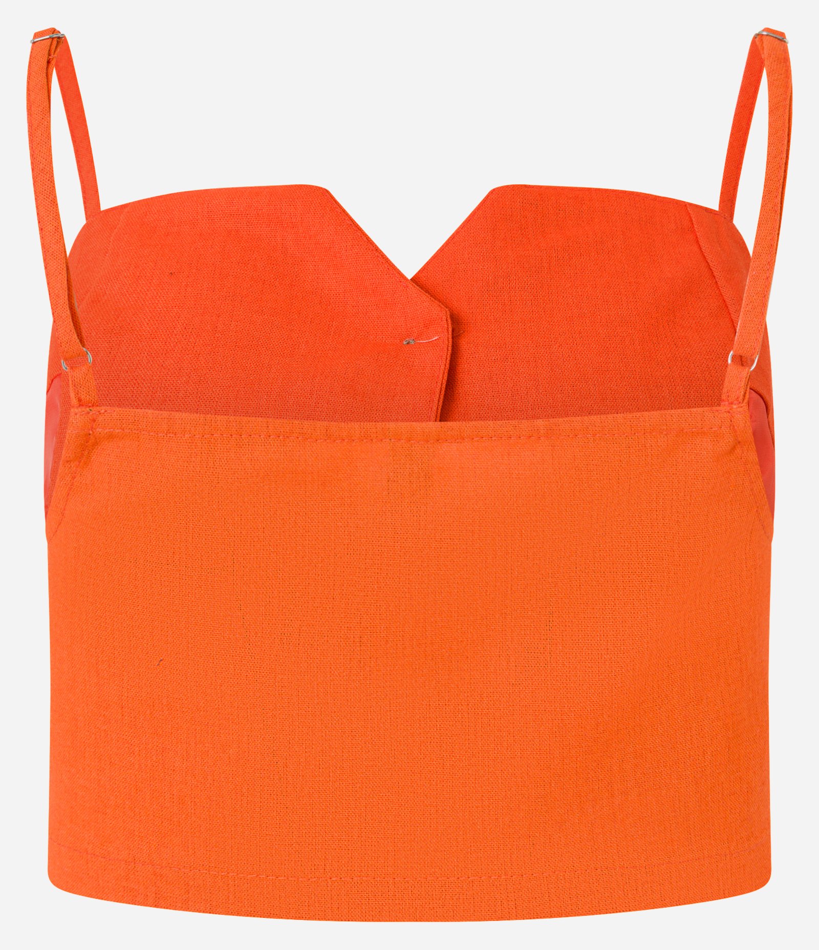 Blusa Cropped em Viscolinho com Alça Fina Laranja 8