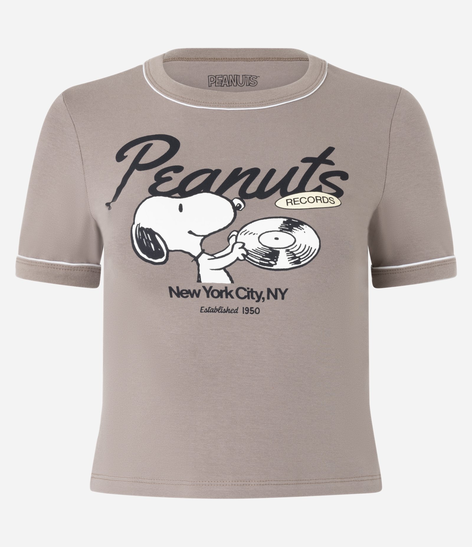 Blusa New T-shirt com Estampa Frente e Costas Snoopy Marrom 5