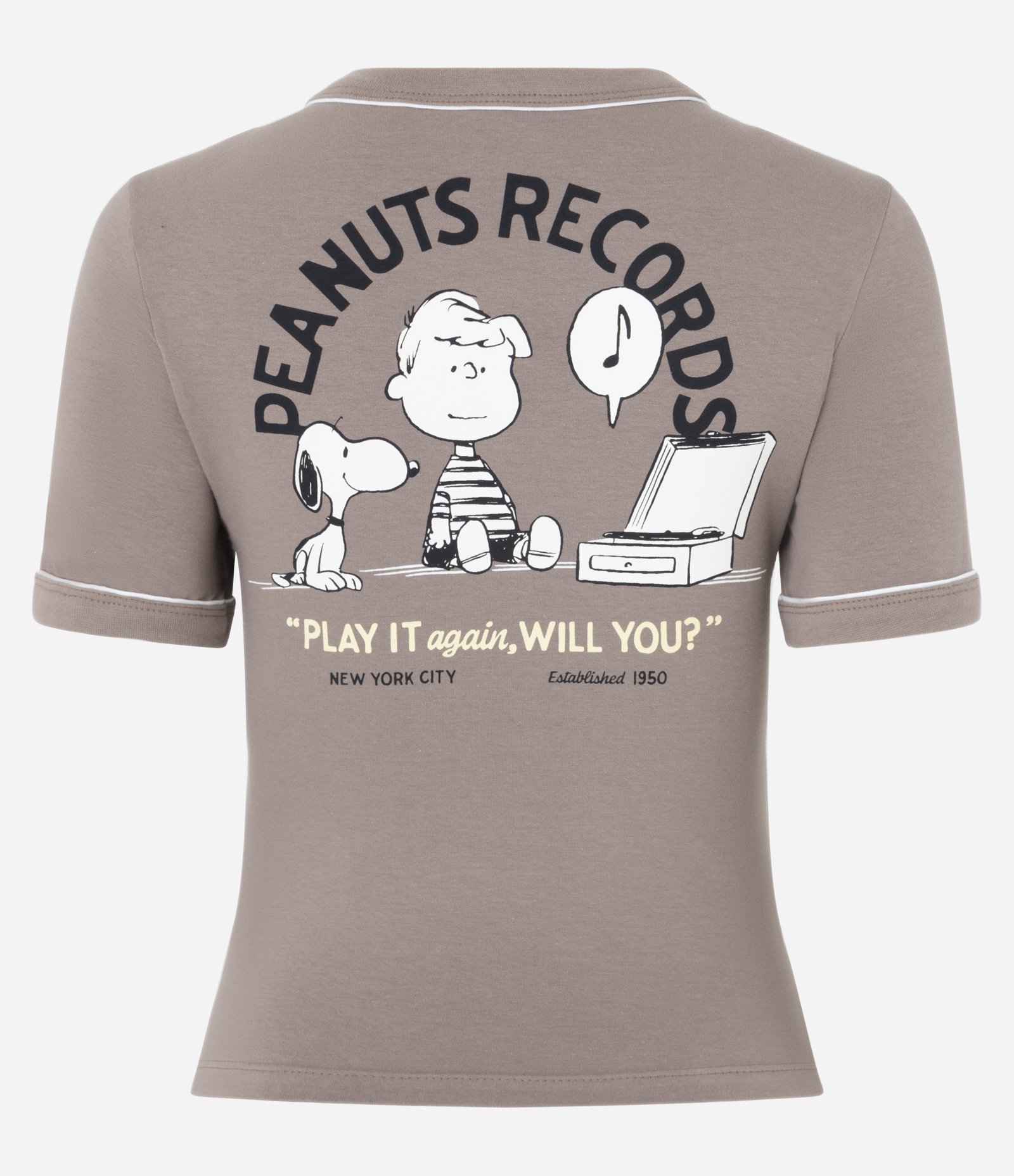 Blusa New T-shirt com Estampa Frente e Costas Snoopy Marrom 6