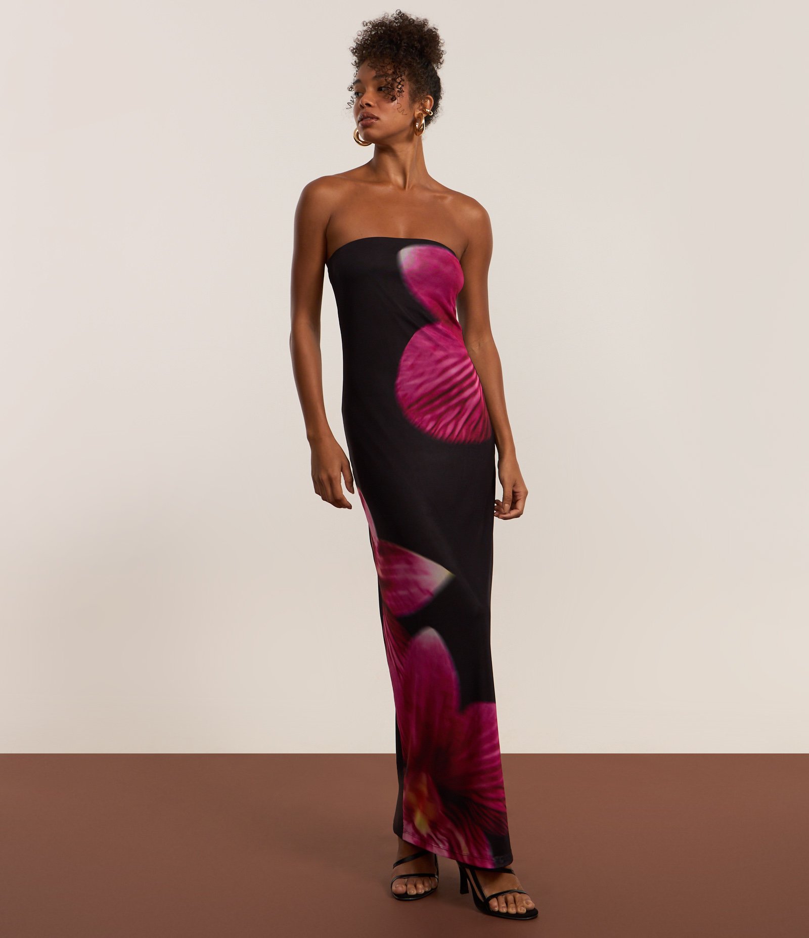 Vestido New Midi em Tule com Estampa Flora Blur Multicores 4