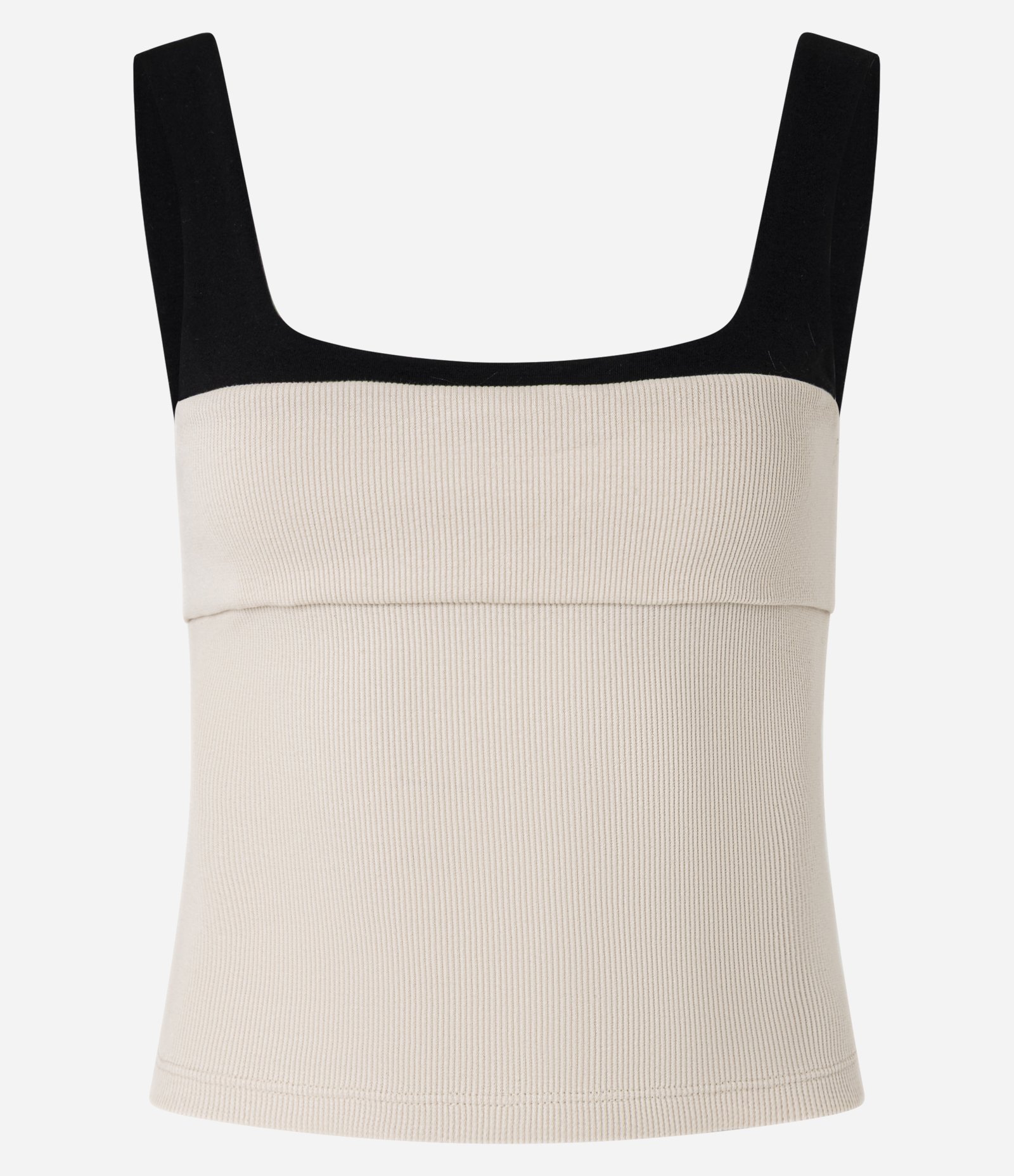 Blusa em Ribana Bicolor com Pala Dupla Bege 4