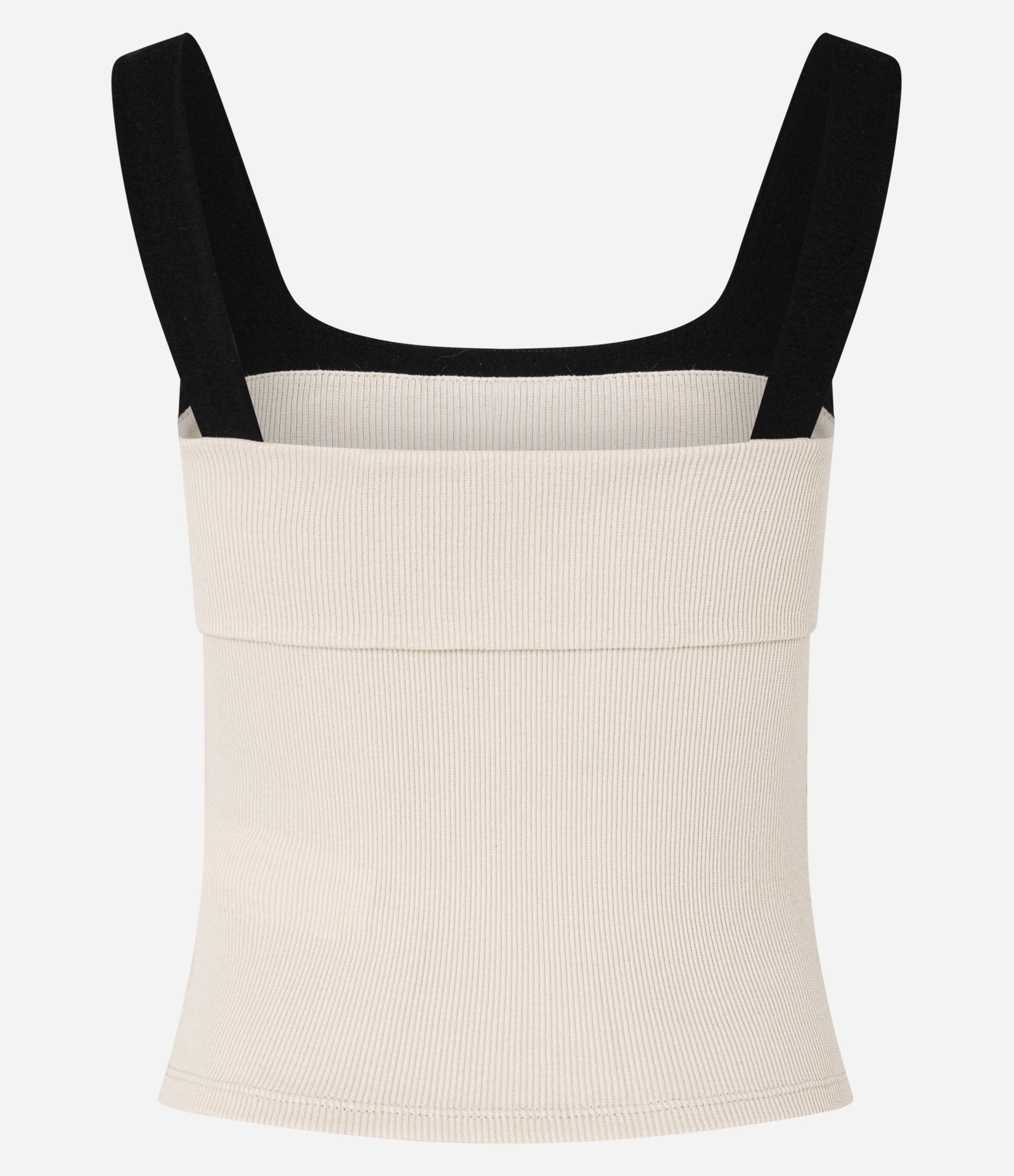 Blusa em Ribana Bicolor com Pala Dupla Bege 6