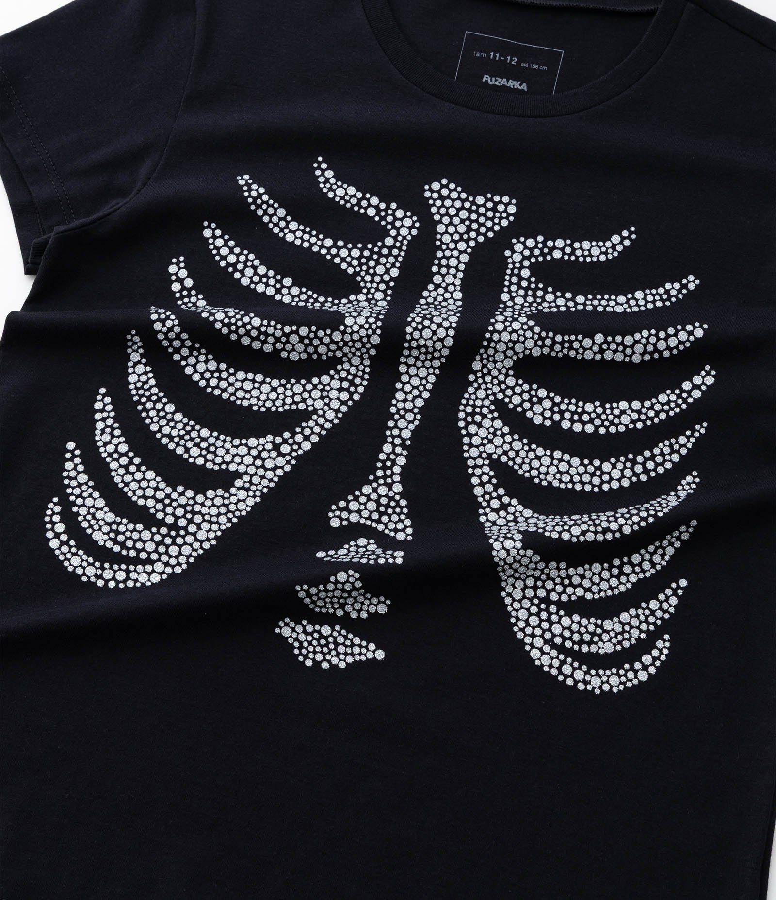 Camiseta Infantil com Estampa Esquelo - Tam 5 a 14 Anos Preto 5