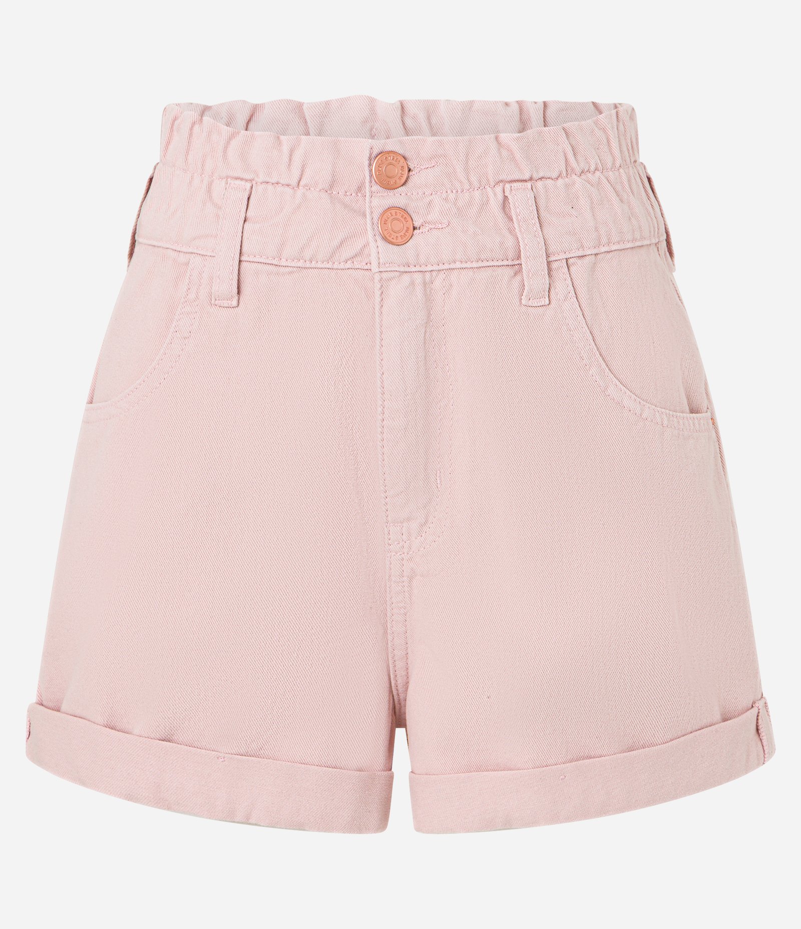 Short Baggy em Sarja com Cós Duplo e Elástico na Cintura Rosa 1