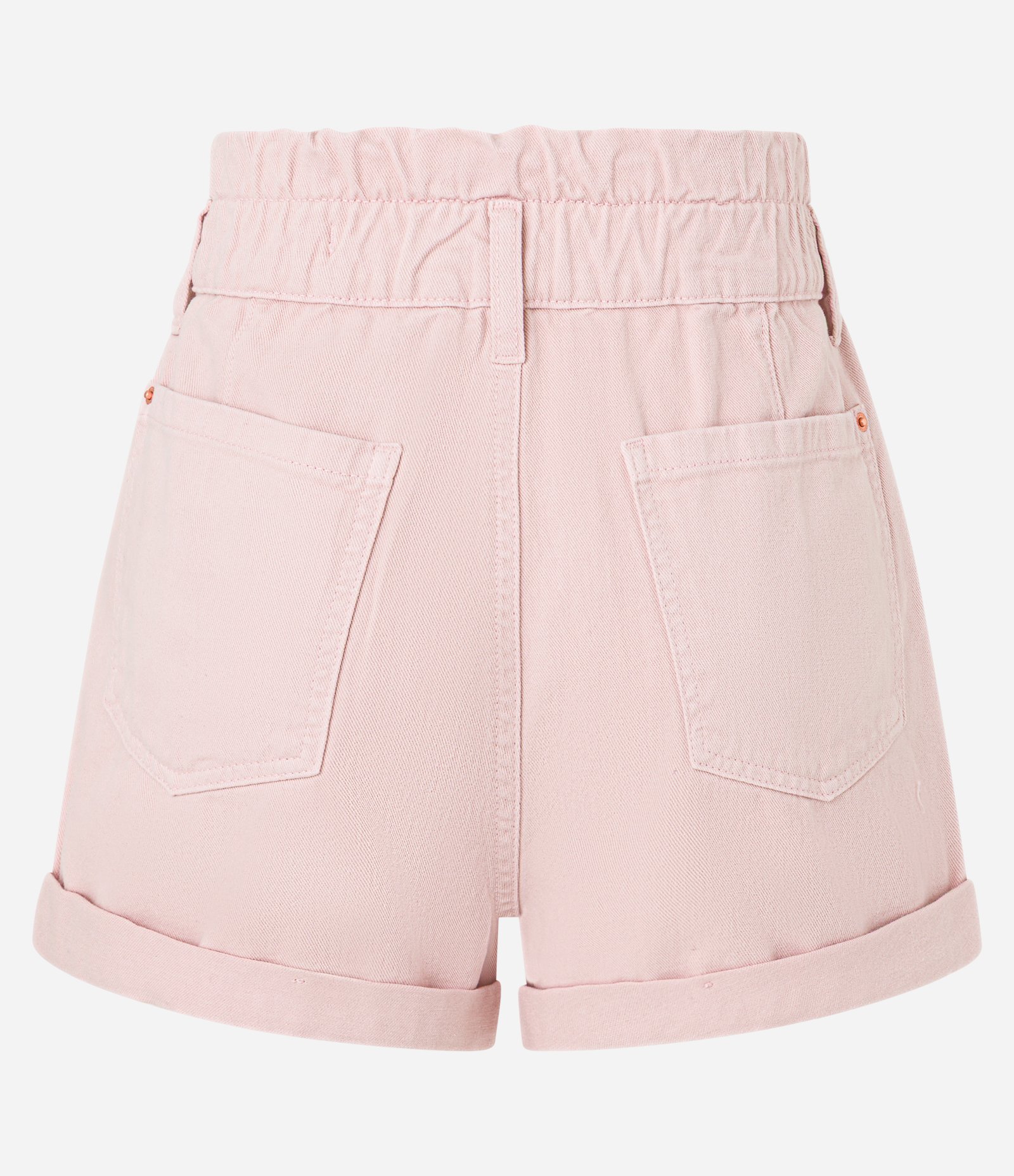 Short Baggy em Sarja com Cós Duplo e Elástico na Cintura Rosa 2