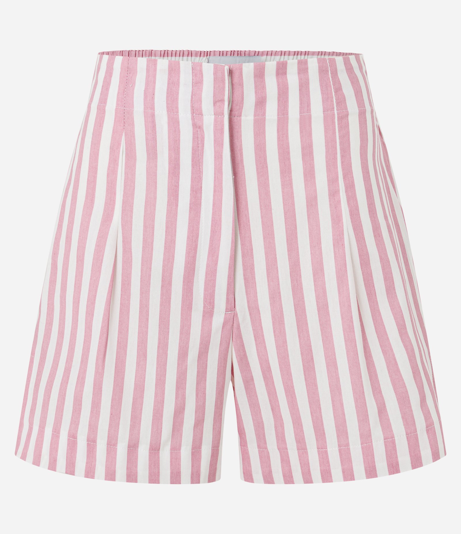 Short Runner em Tricoline Listrado com Elástico no Cós Rosa 6