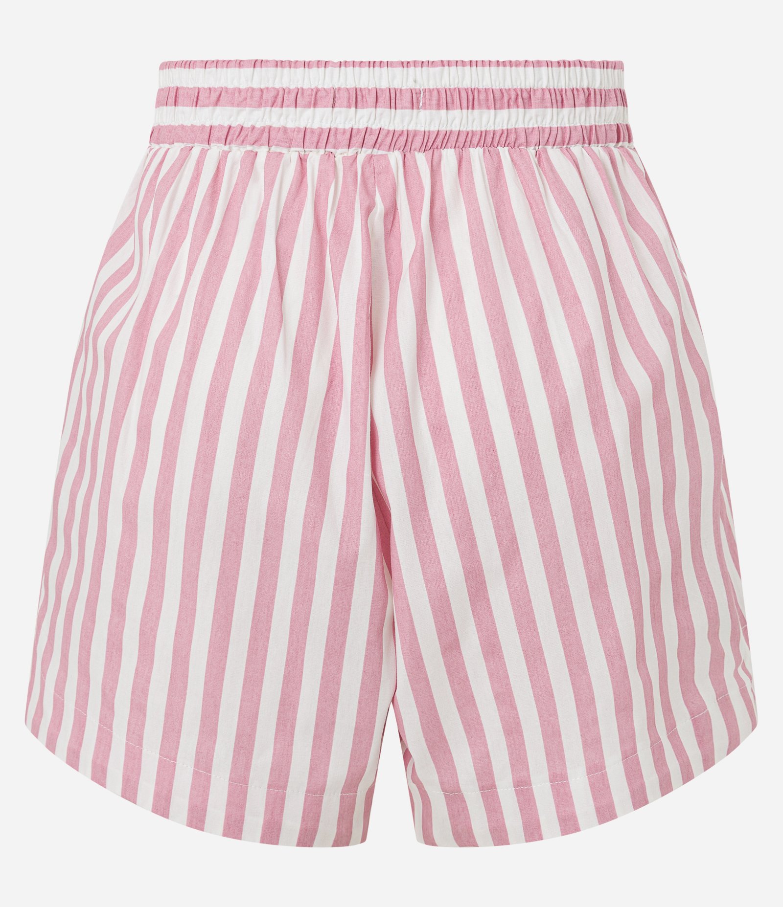 Short Runner em Tricoline Listrado com Elástico no Cós Rosa 7