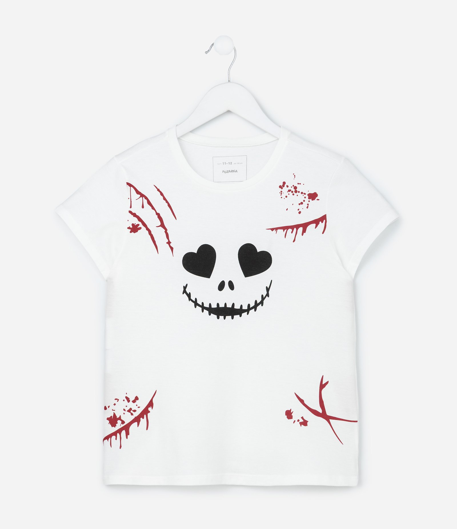 Camiseta Infantil Halloween com Estampa de Caveira e Arranhão de Sangue - Tam 5 a 14 Anos Branco 2