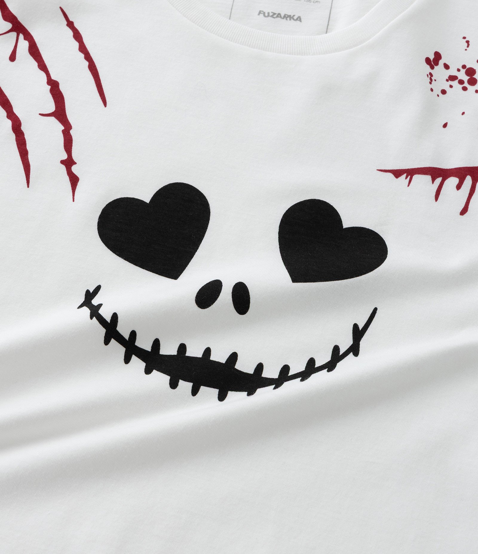 Camiseta Infantil Halloween com Estampa de Caveira e Arranhão de Sangue - Tam 5 a 14 Anos Branco 5