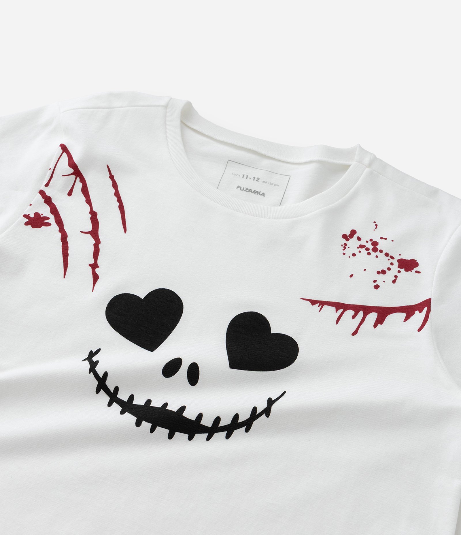 Camiseta Infantil Halloween com Estampa de Caveira e Arranhão de Sangue - Tam 5 a 14 Anos Branco 6