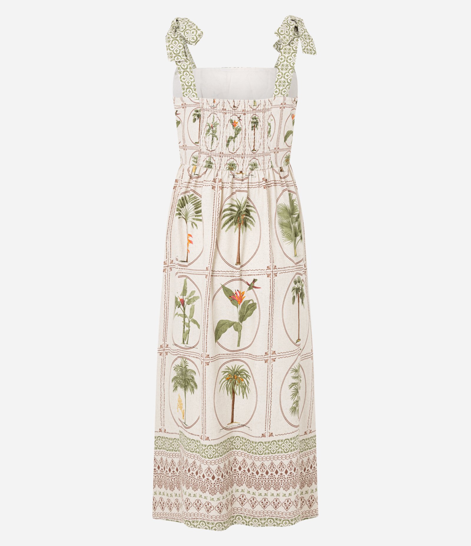 Vestido Evasê Midi em Visolinho com Estampa FLores e Folhagens Bege 3