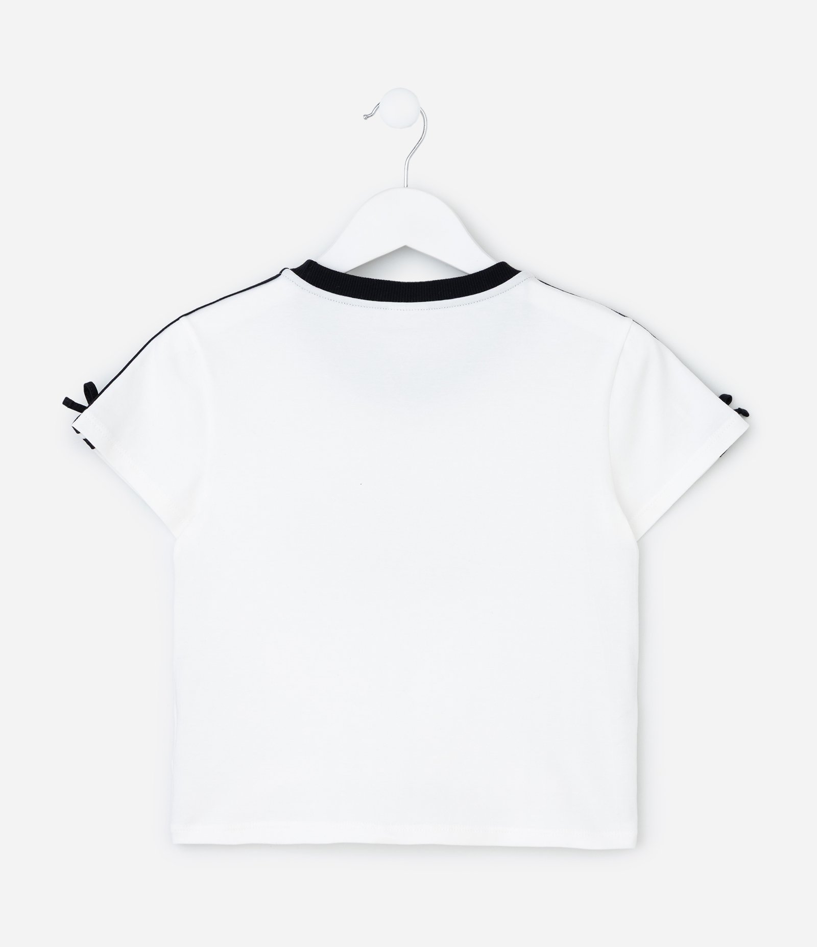 Blusa Infantil Ajustada com Detalhe Contrastante e Lacinho - Tam 5 a 14 Anos Branco 2