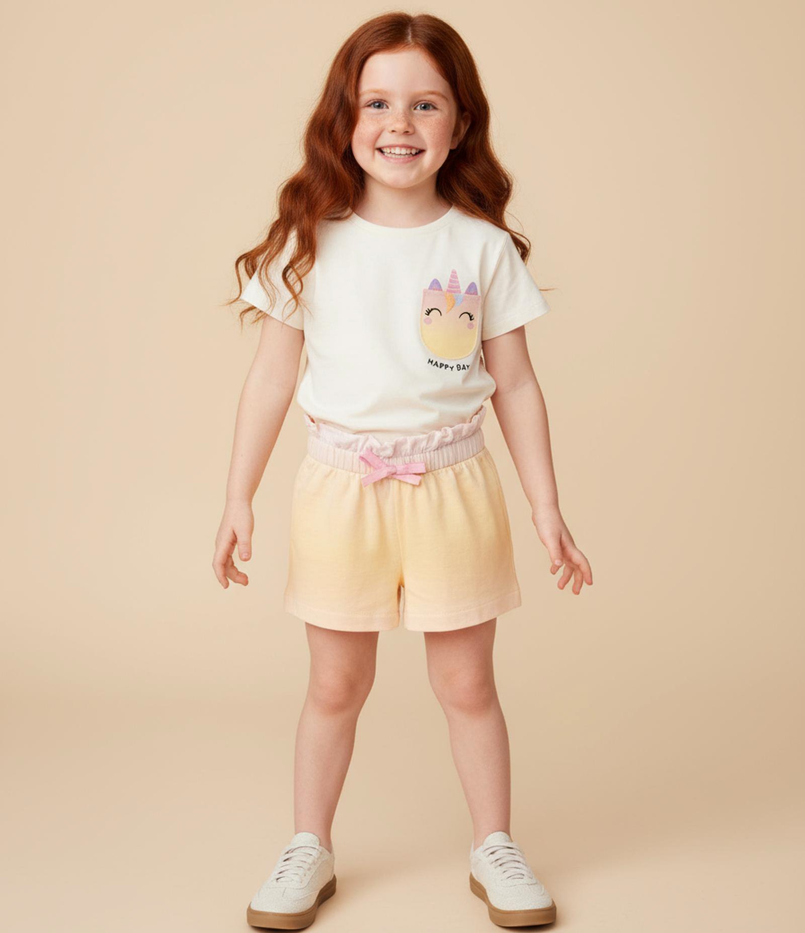 Short Clochard Infantil em Cotton com Estampa Tie Dye - Tam 1 a 6 Anos Rosa 1