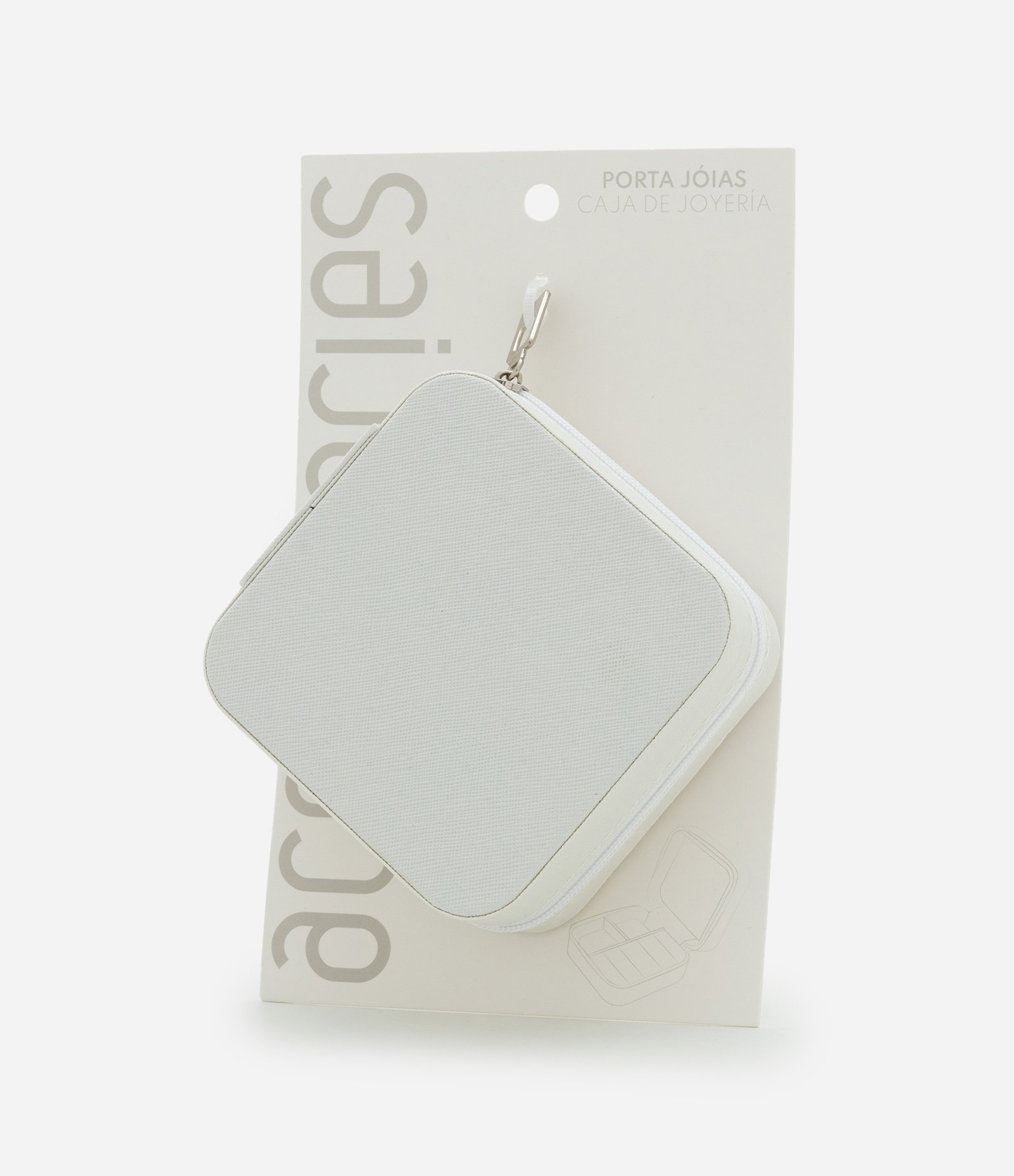 Porta Joias em PU com Divisórias Off White 2