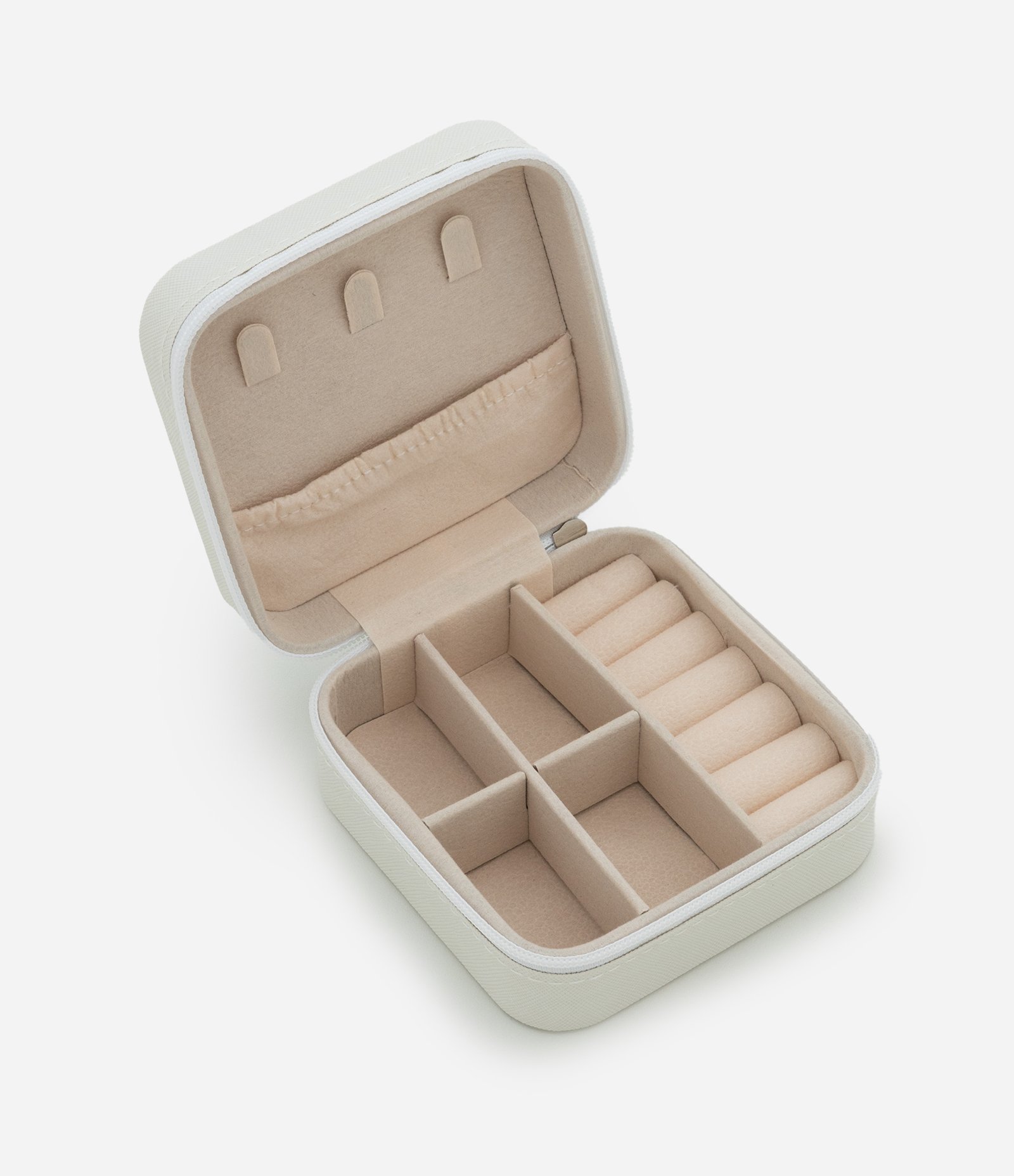 Porta Joias em PU com Divisórias Off White 6