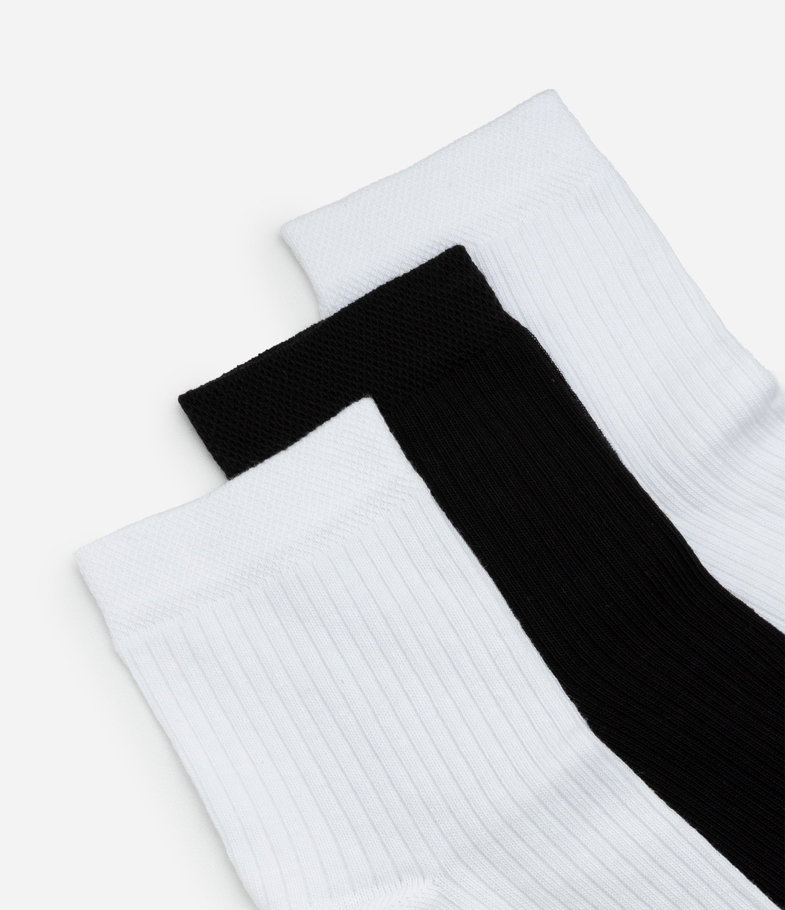 Kit 03 Meias Esportivas em Algodão com Logo Get Over Branco/Preto 4