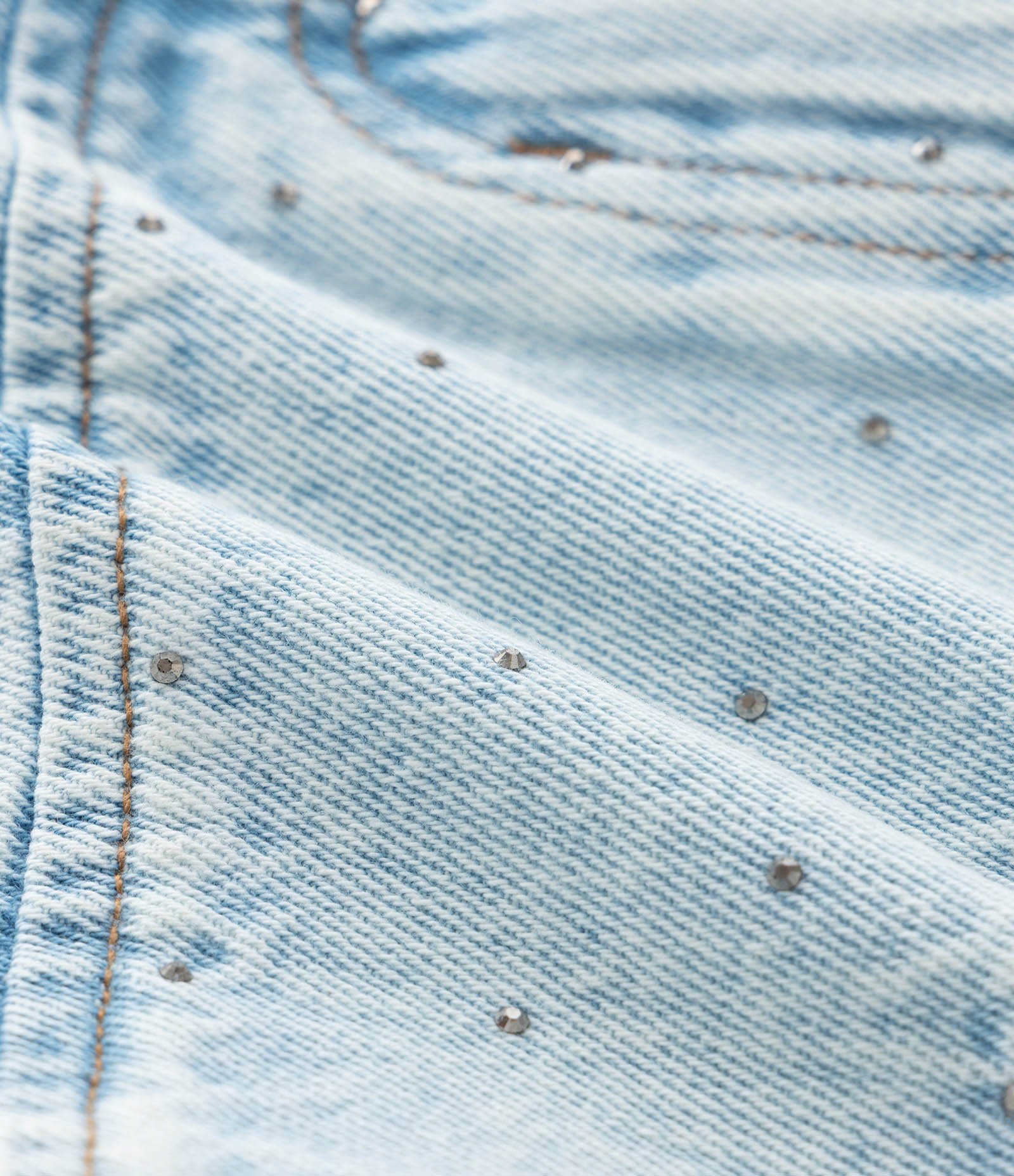 Saia Infantil Jeans com Pregas e Brilhinhos - Tam 5 a 14 Anos Azul 4