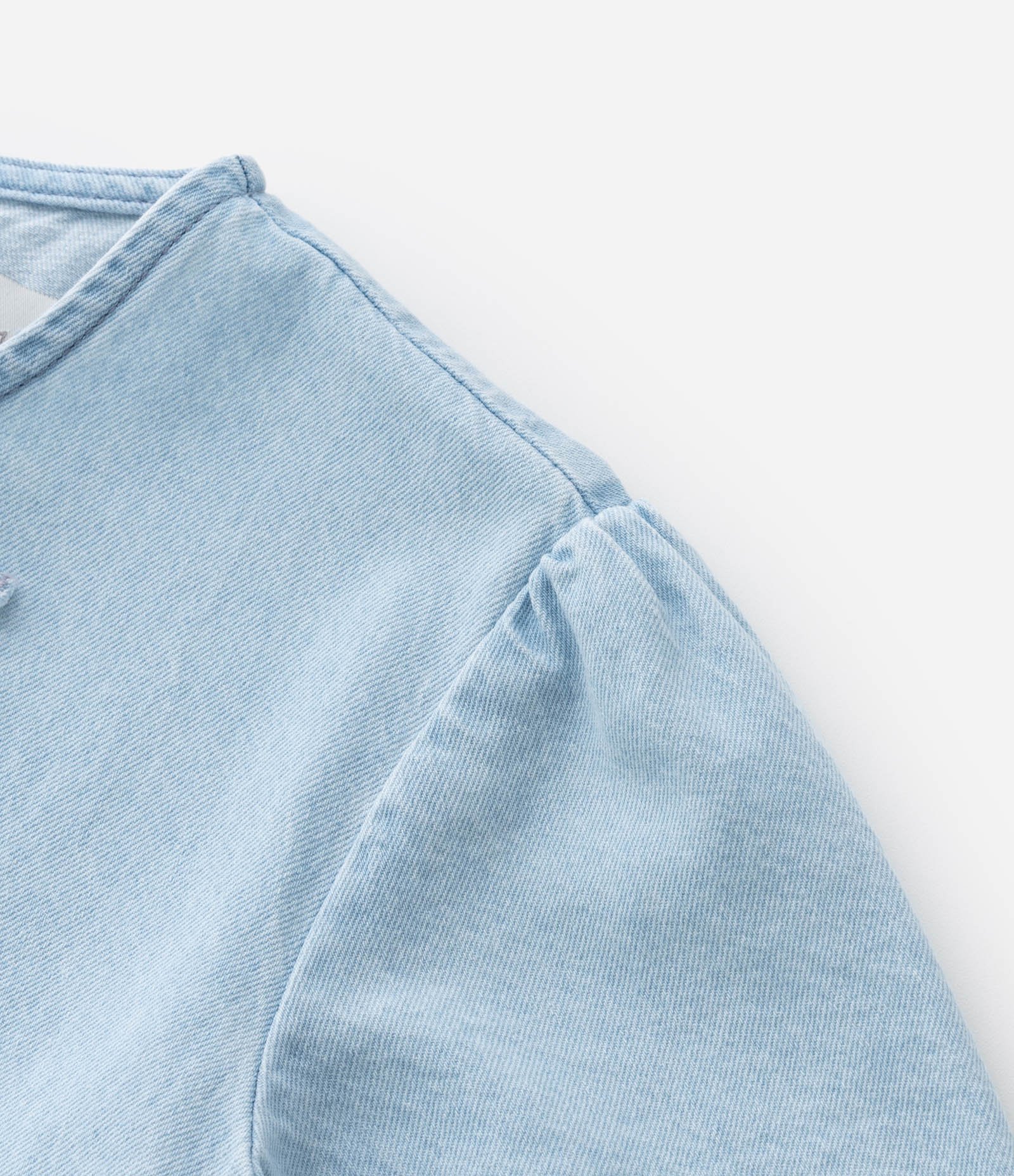 Blusa Regular Infantil em Jeans com Lacinhos - Tam 5 a 14 Anos Azul 6