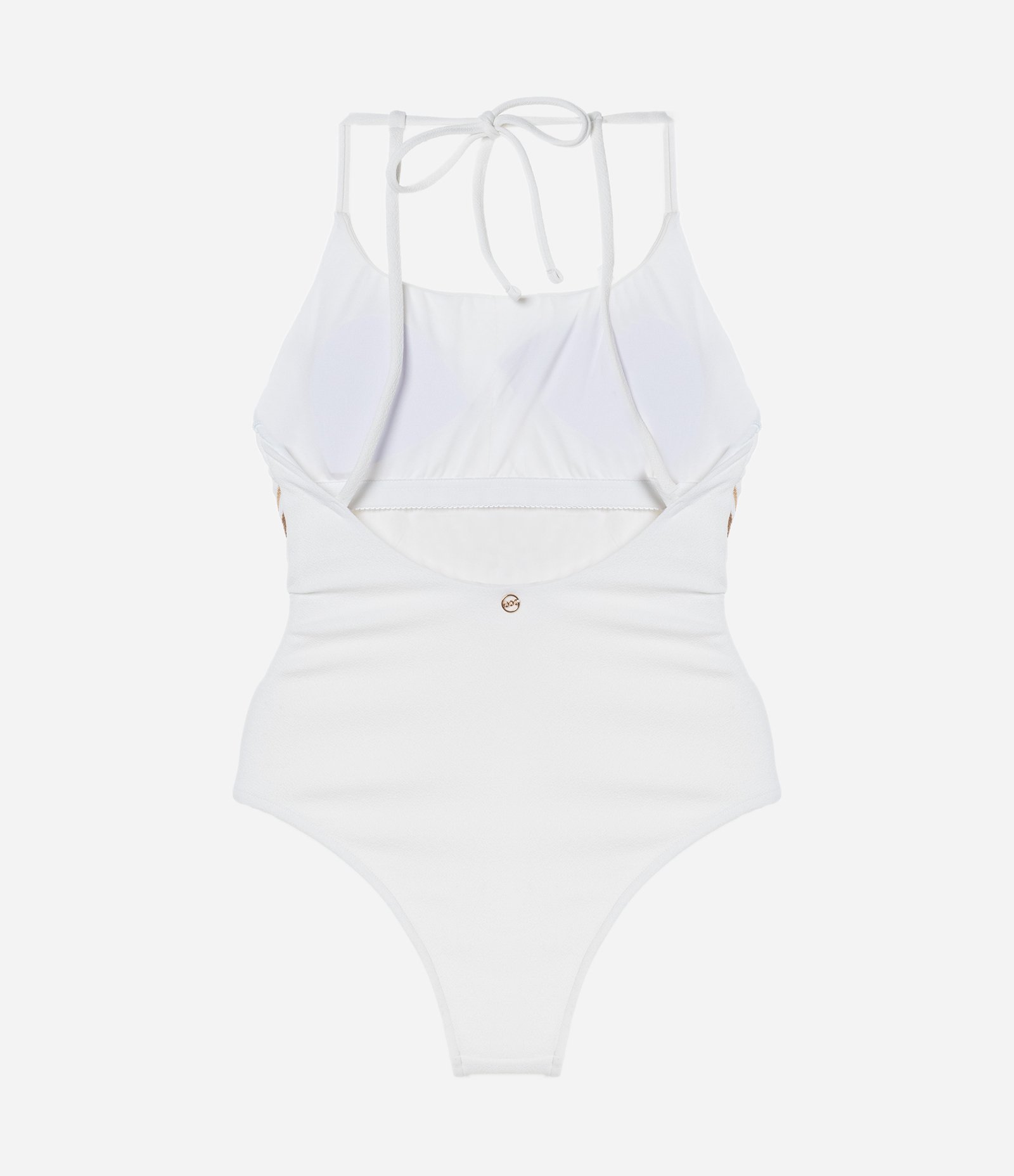 Maiô em Microfibra com Bordado de Folha de Buriti Branco 6